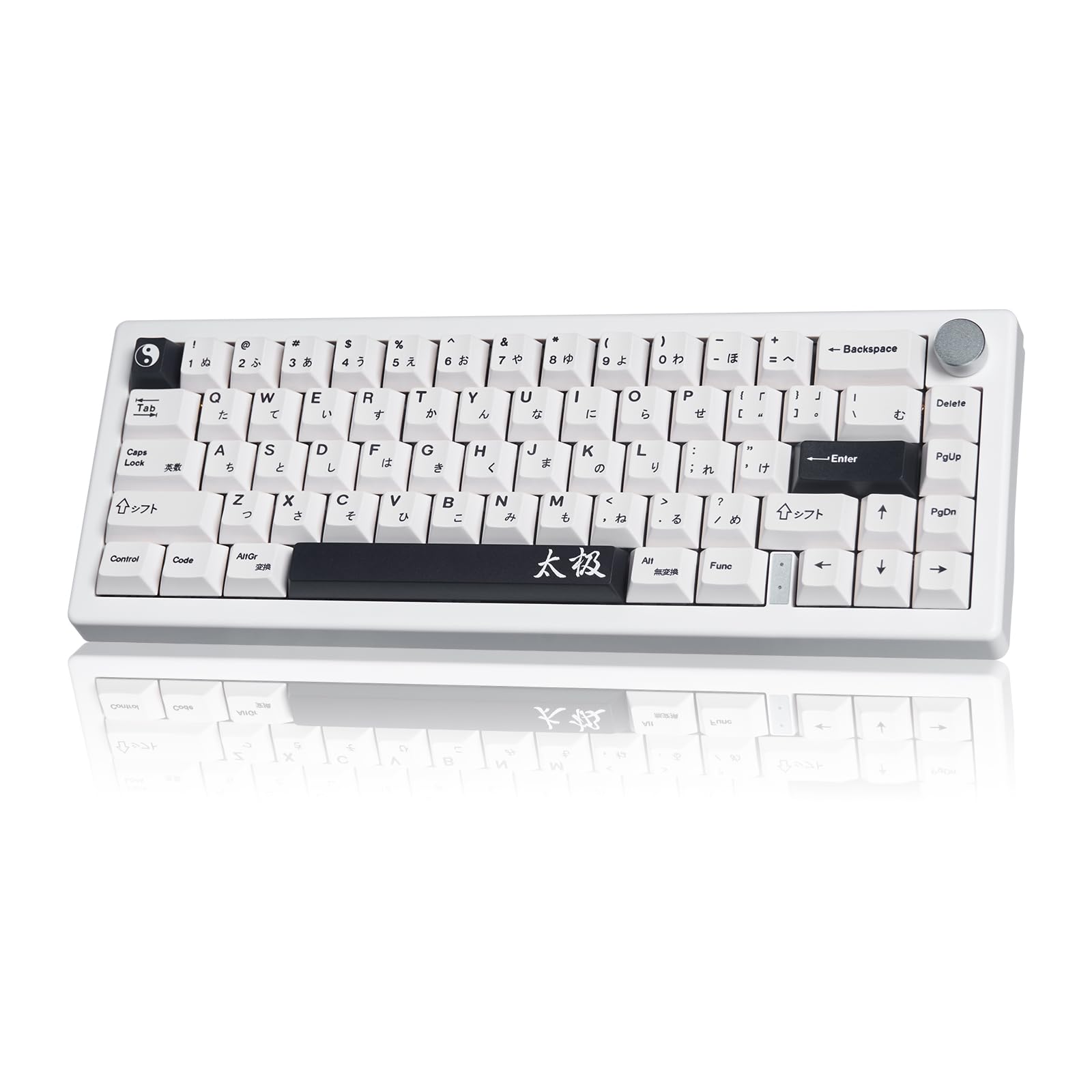 SUEHIODHY GMK67 White Japanese Mechanical Keyboard Hot-Swappable Bluetooth/2.4G/Type-C 65% Custom RGB Keyboard with Linear Lubed Switches VIA Programmable Volume Knob for Win/Mac/iOS 1