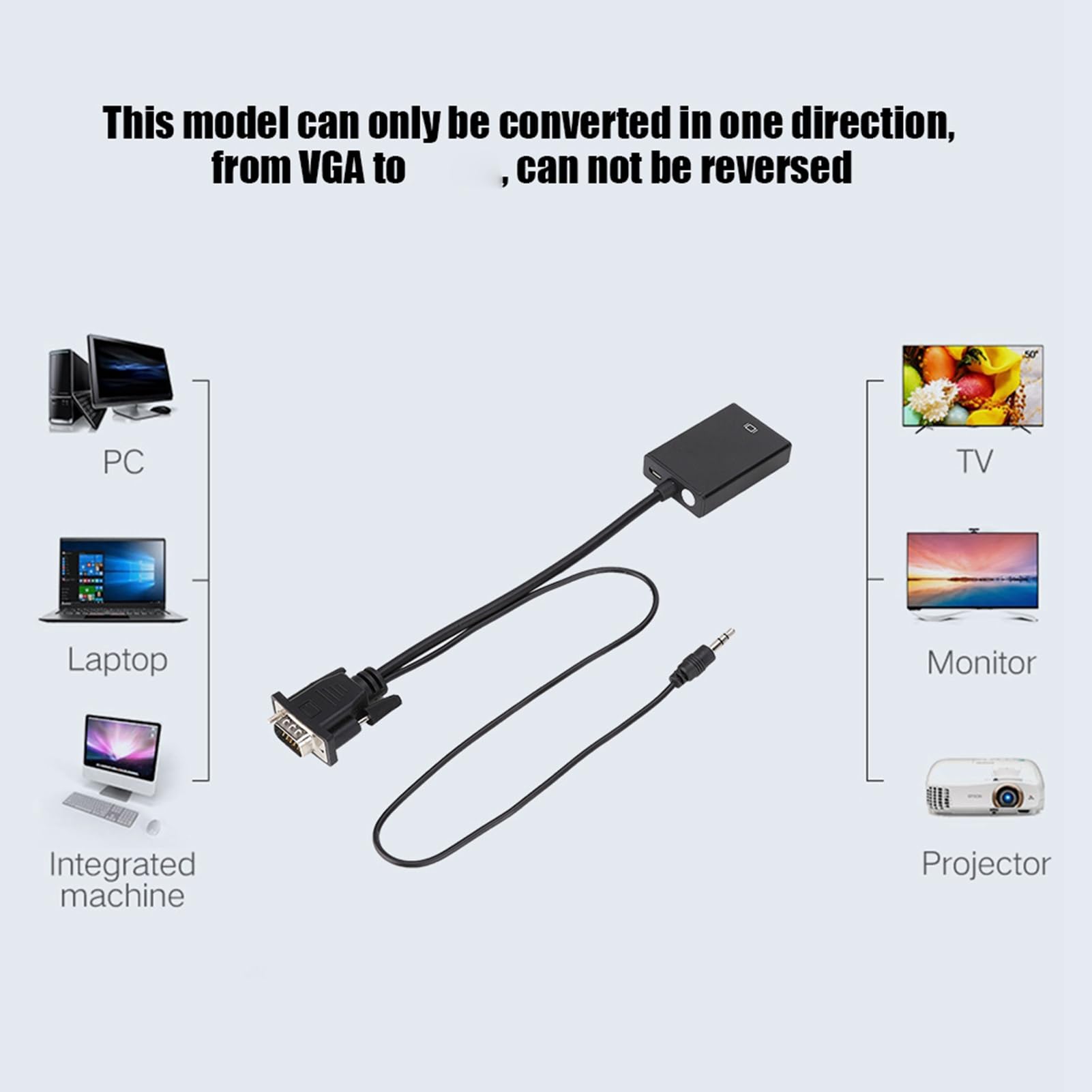 Mtlavishness VGA to HDMI Converter Cable with Audio for Projector and PC to HDTV Enjoy 1080P Resolution Plug and Play New Generation Low Power Digital Chip 24 Hour Uninterrupted 6