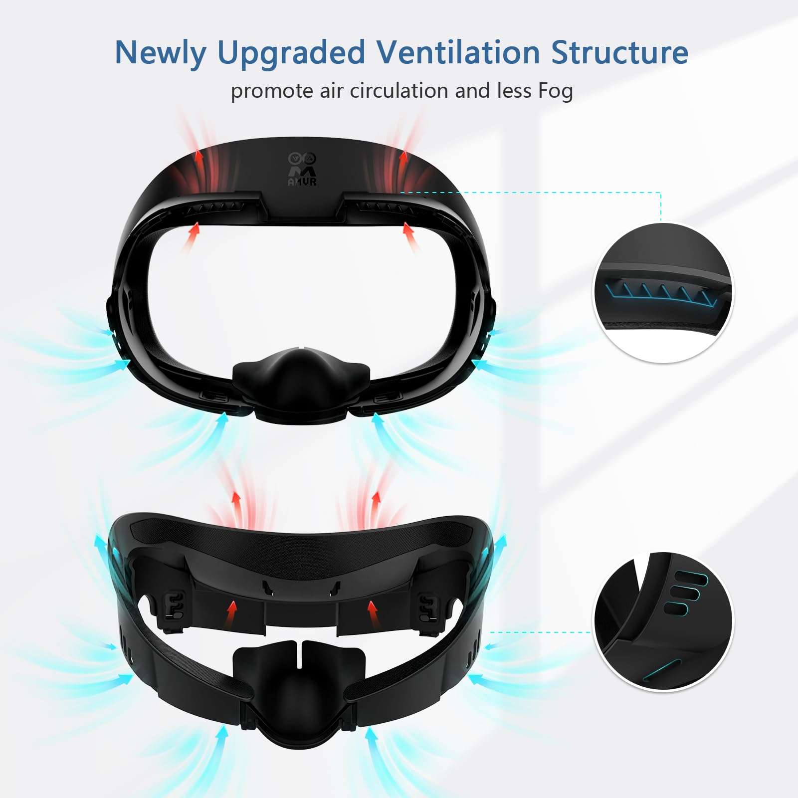 AMVR Face Cover Pad Facial Interface Compatible with Meta/Oculus Quest 3 Accessories, with 2 Pcs Soft PU Face Cushion Pad Replacement, NOT Compatible with Meta Quest 3S 4