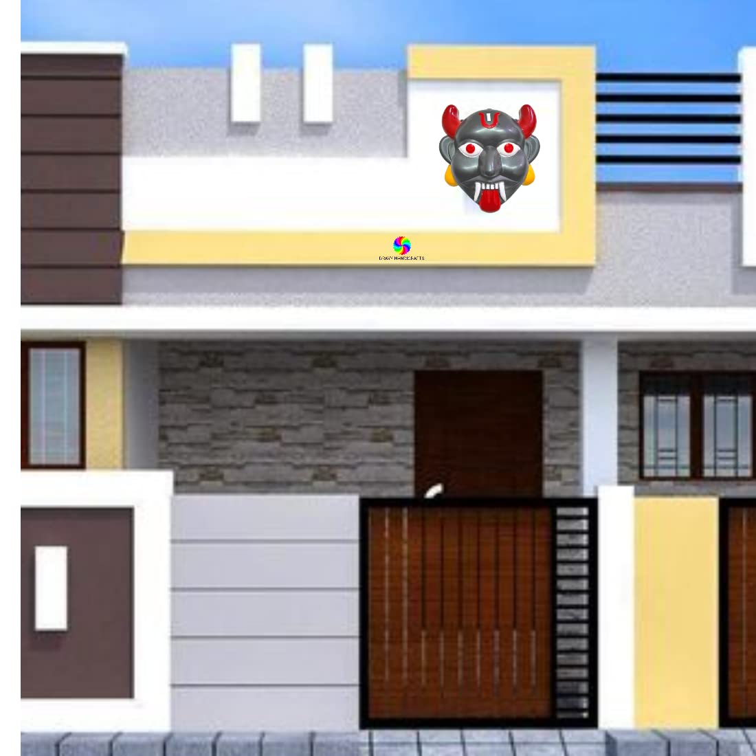 DRAVY HANDICRAFTS Nazar Battu for home entrance Evil Eye Protector Plastic Mask For Pooja Wall Hanging Nazar Suraksha Kawach for House Entrance, Office, Shops, Car, Truck (Size- 7X7 Inches) 3