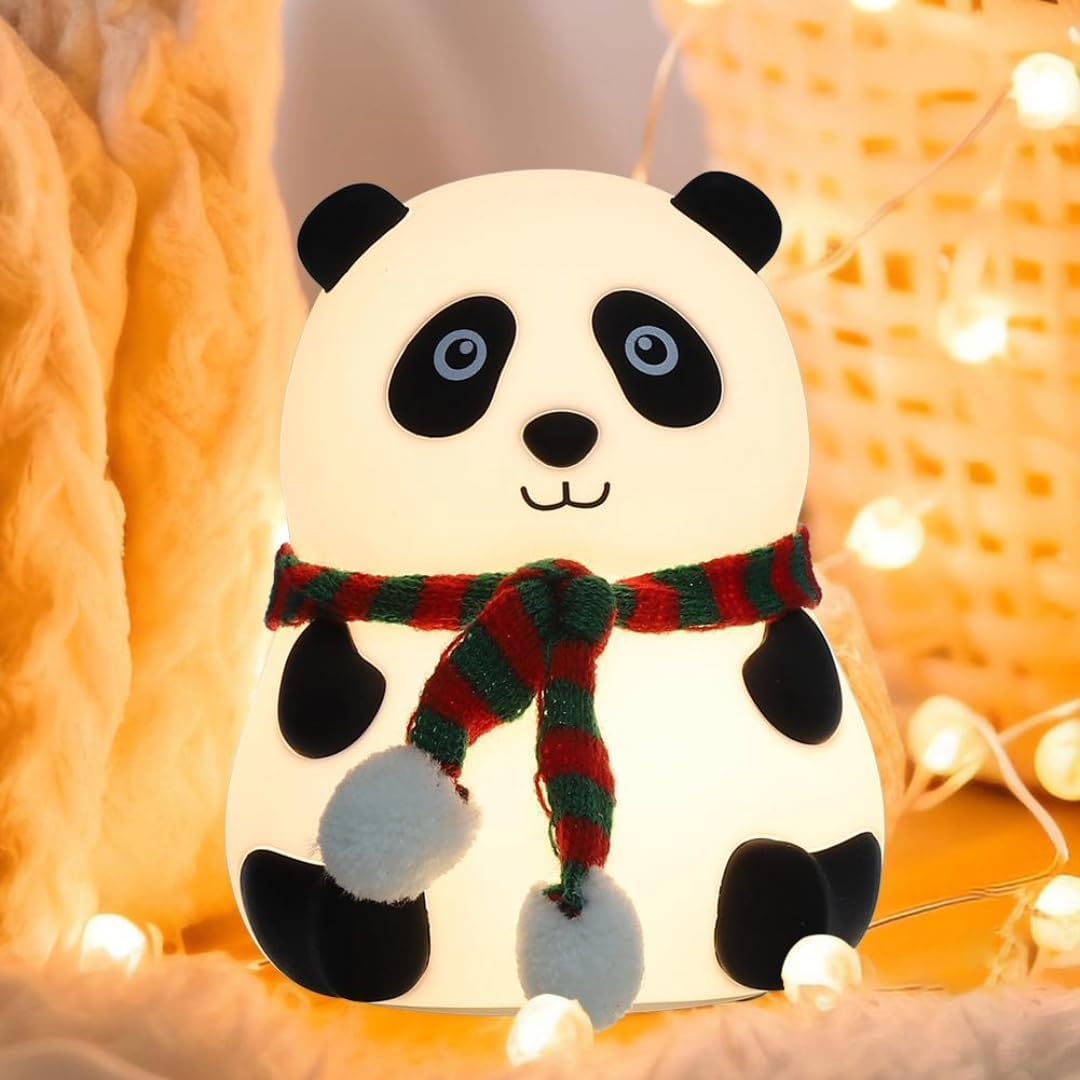 Panda Night Light for Kids,Cute 7 Colorful Light Baby Girl Squishy Night Light Lamp Panda Light Nursery Lamp Nightlight Room Decor,Gifts for Boys and Girls (Silicone Panda Night lamp) 6