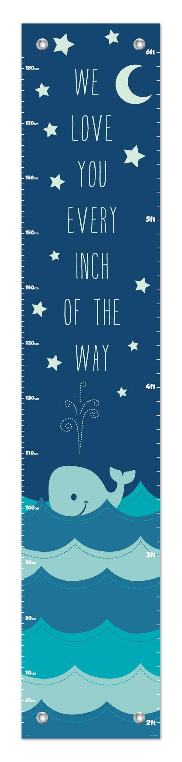 Nautical Gifts for Kids Love You Every Inch of The Way Aquatic Decor Blue Whale Height Growth Chart 1
