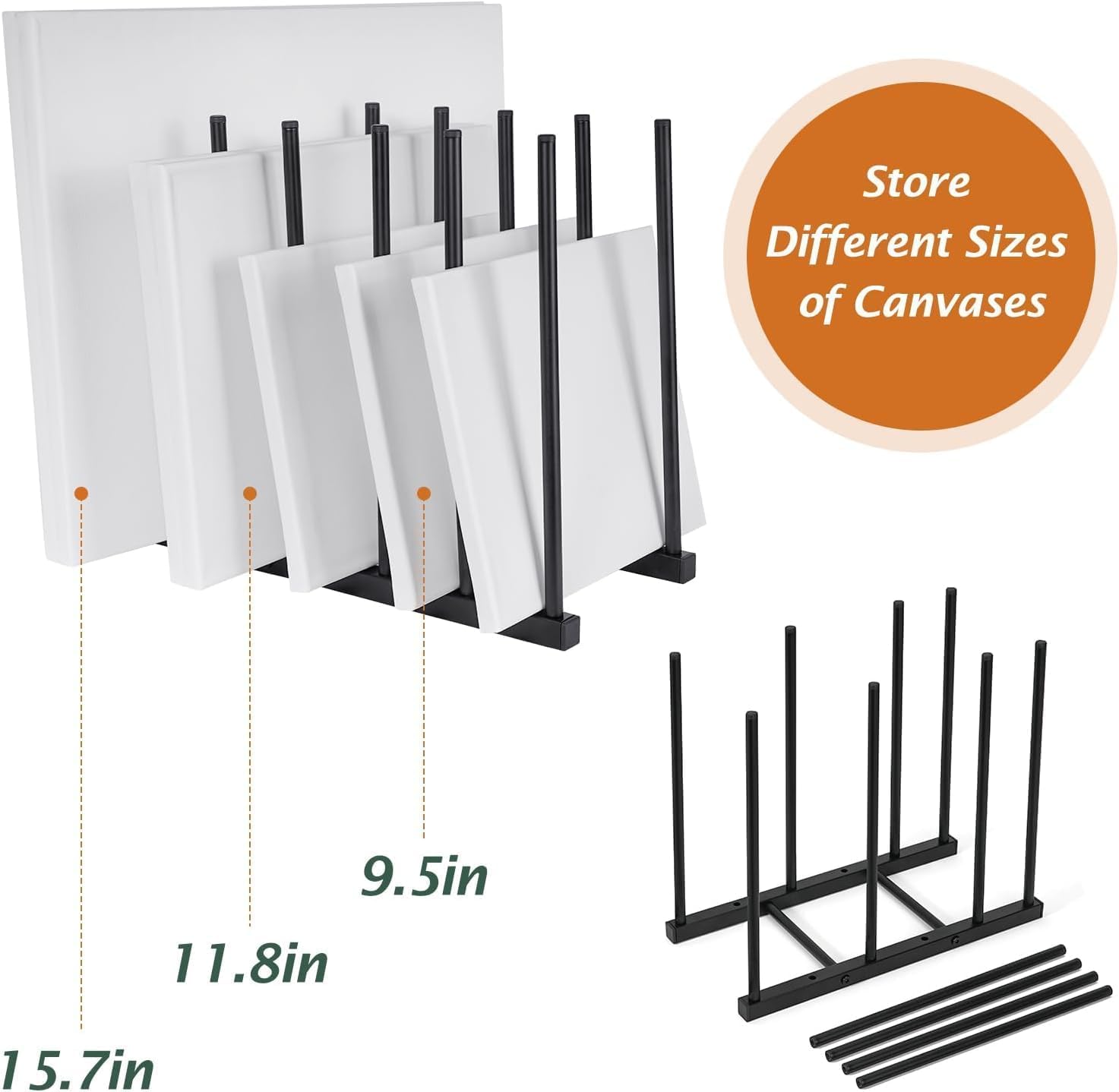 OGFC 51106 Art Storage Rack Painting Canvas, Metal Drawing Storage SHELF for Canvas Frame Drawing Board (Black) STAND 5