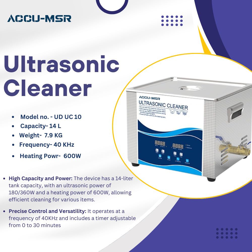 Accu-Msr Stainless Steel Ultrasonic Cleaner -2 liter | Power - 150w | Cleaner with Heating and Timer Setting | Ultrasonic Cleaning for Eyeglass,Silver,Watches 4