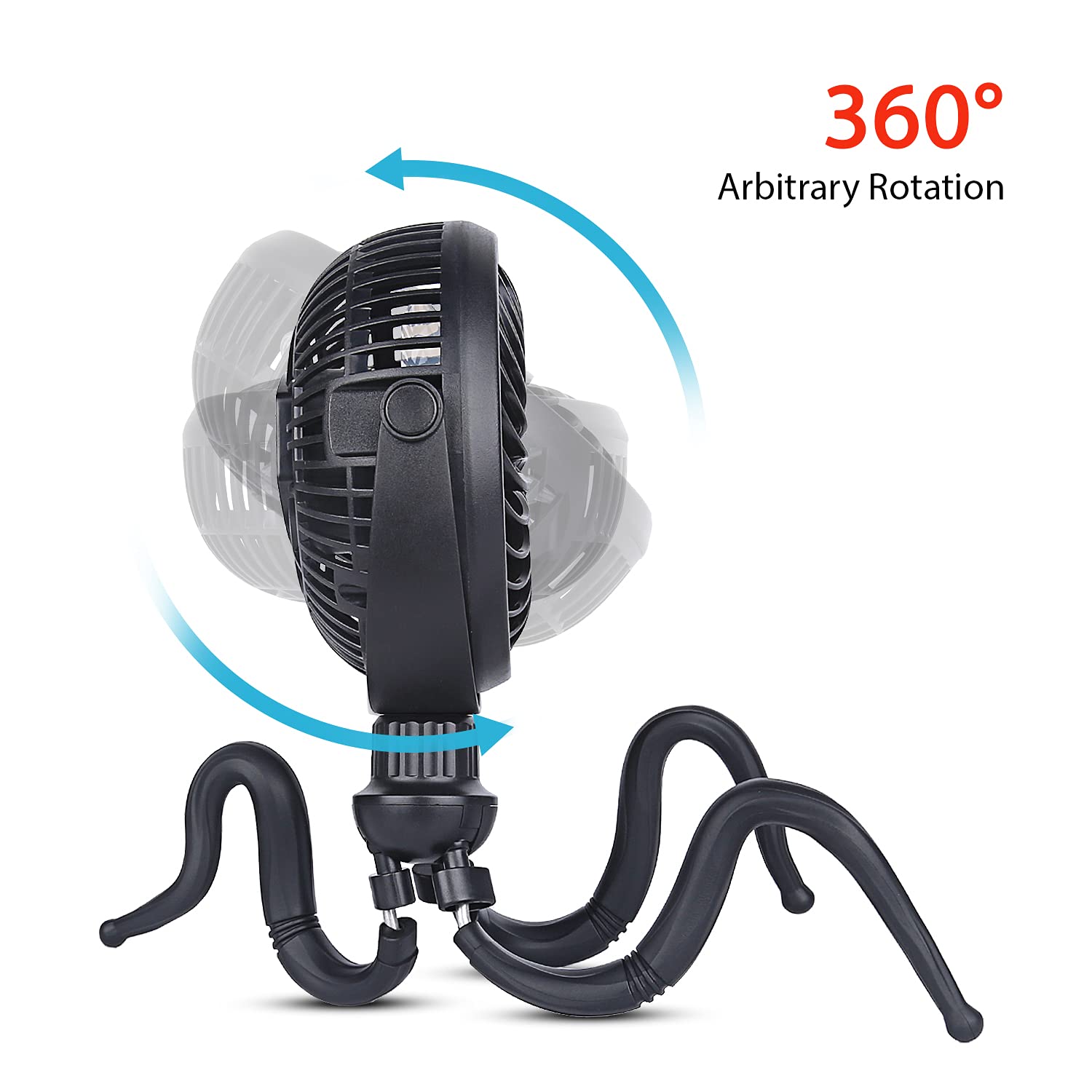 SkyGenius Stroller Fan, Clip on Fan with Flexible Tripod, 2600mAh Battery Operated Fan with Stepless Speed, 360° Rotatable Handheld Fan Suitable for Multiple Scenarios 6