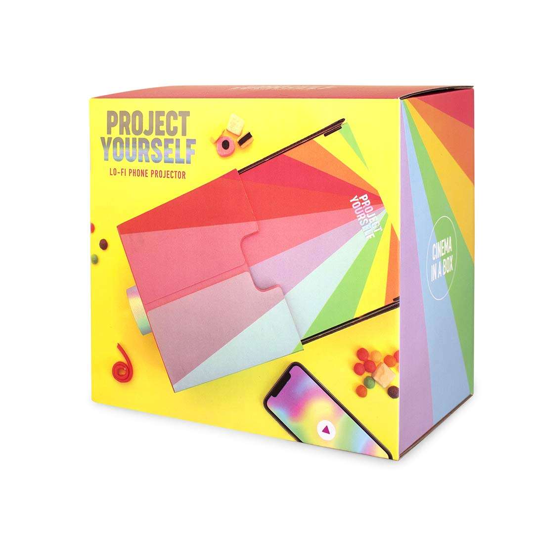 Luckies - Mini Projector Cardboard Portable Projector Mobile Phone Accessories Smartphone Projection & Movie Projection For Home Tech Gifts For Kids 1m Throw Distance Rainbow 5