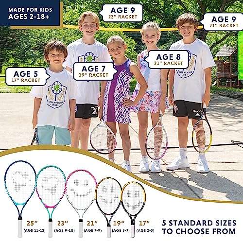 Kids Tennis Racket with Training Videos – 21 Inch Aluminum Youth Tennis Racket, Neoprene Handle – Junior Tennis Racket for Kids Age 5-12 – Childrens Tennis Rackets by Street Tennis Club, Pink/White 2