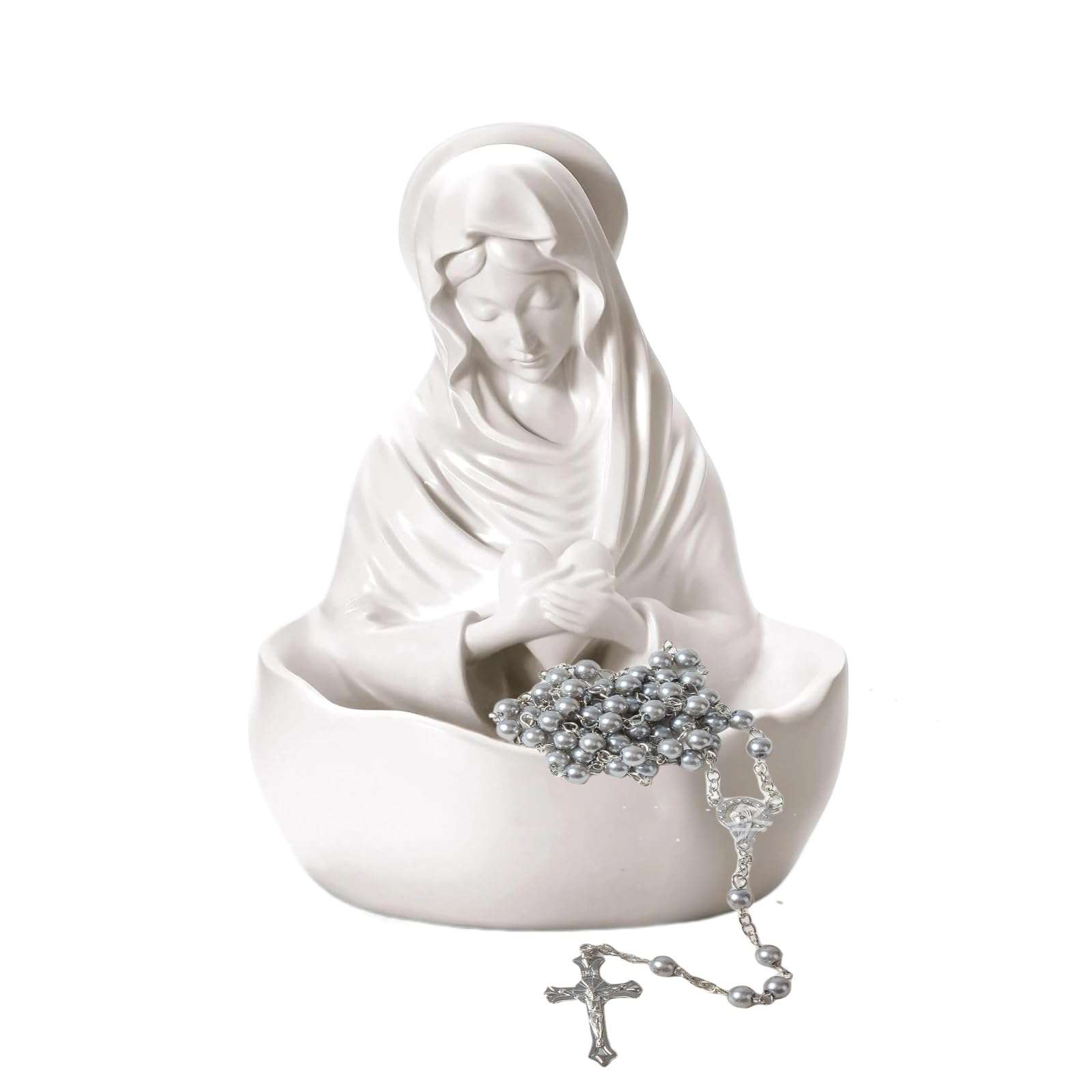 Liisaho Our Lady of Grace Statue Virgin Mary Keepsake Rosary Holder,Catholic Gifts for Women Religious Home Decor,5" Blessed Mother Statues, Resin Relic（1pcs） 1
