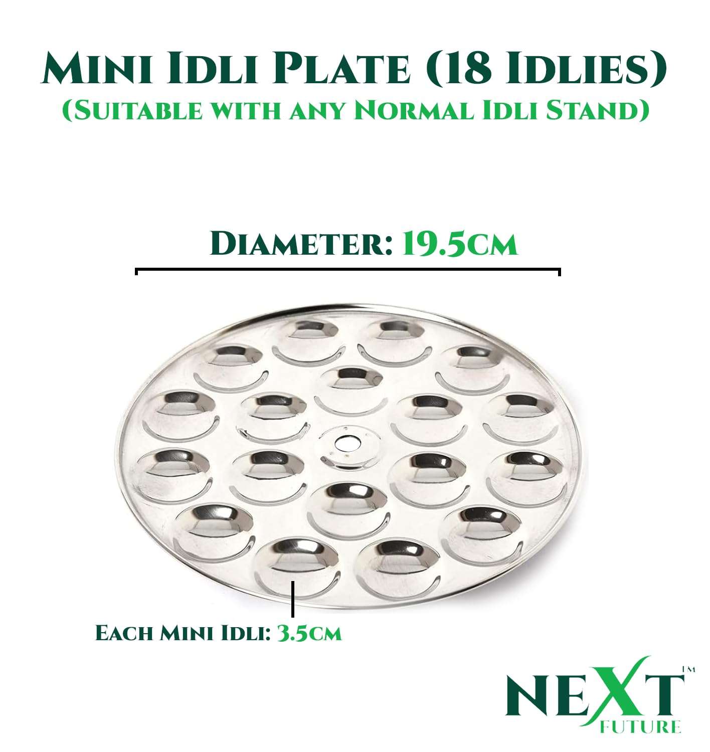 Next Future 5-Star Idli Maker Steel | Mini Idli Steamer Stainless Steel | Button Idli Maker Multipurpose Steel Kadai with 2 Plates (36 Button Idlies) 3