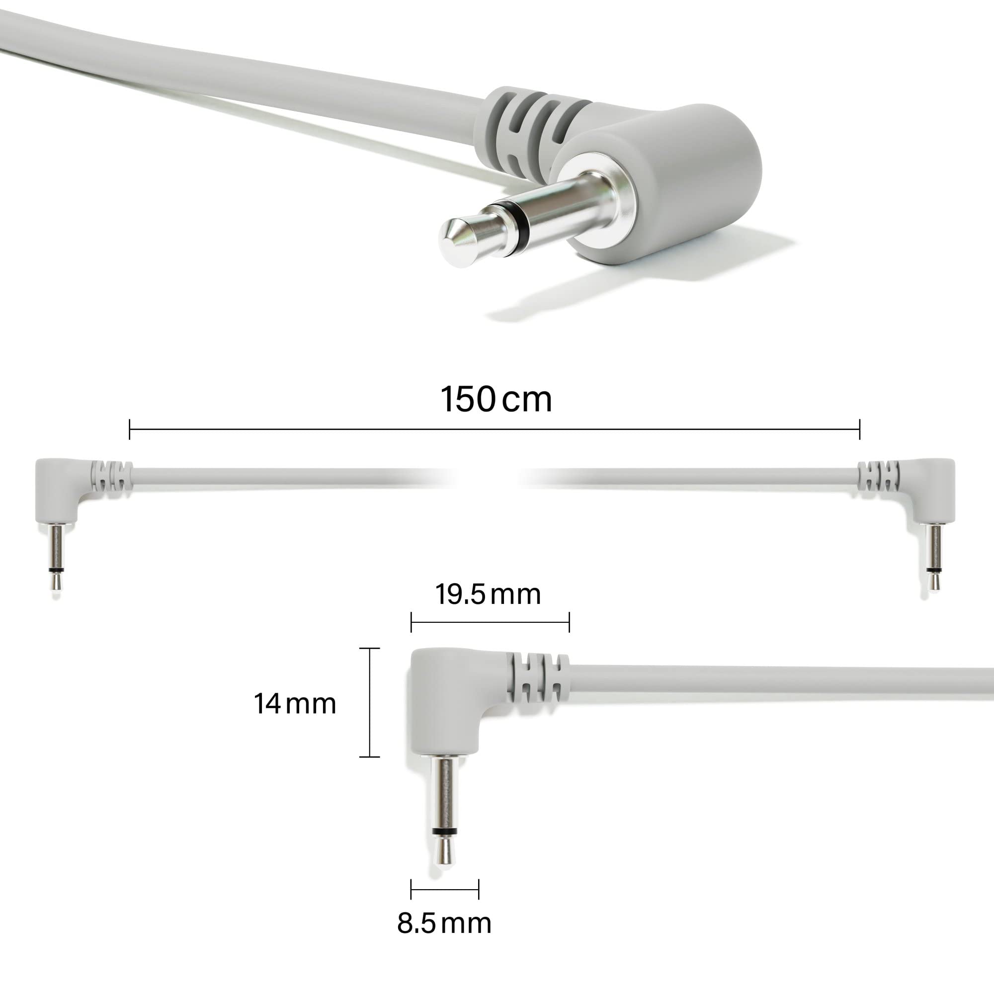 ExcelValley - Right Angle Mono Modular Patch Cables TS 3.5mm 1/8 inch Eurorack Synthesizer [13-Pack | 15 cm - 5.91"] 3