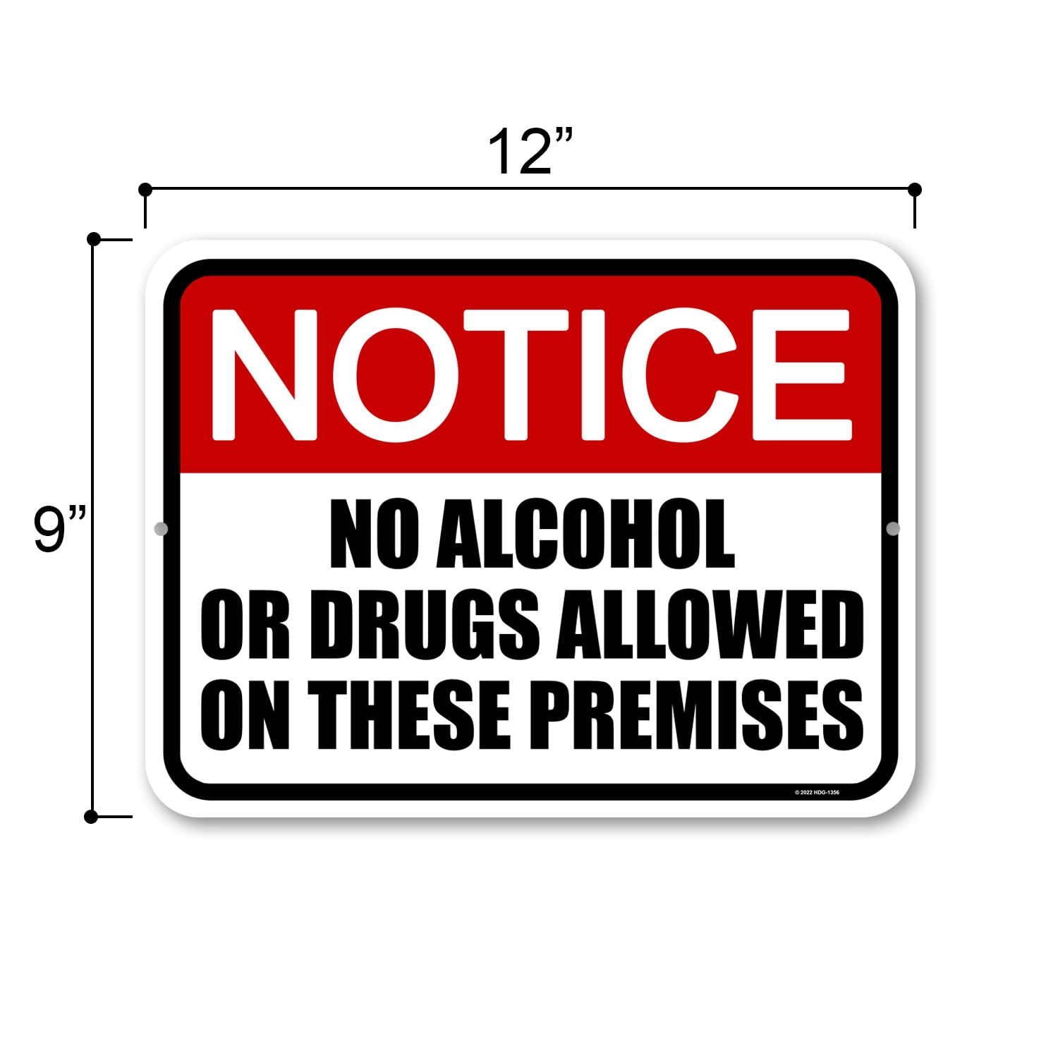 Honey Dew Gifts, Notice No Alcohol or Drugs Allowed on these Premises, 9 inch by 12 inch, Made in USA, Metal Sign Post, Business Warning Signs, Office Signs for Business, HDG-1356 3