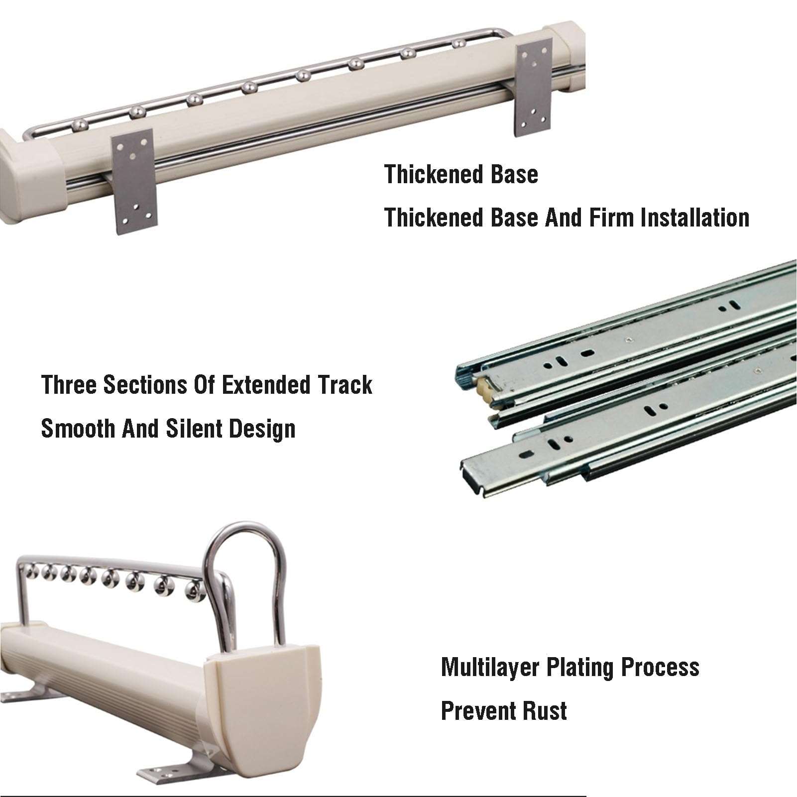 Extendable Trouser Hanger,Pull Out Trousers Rack,Closet Clothes Hanger Rail,for Wardrobe Trousers Clothing Storage,Save Space,Loading Capacity 30 Kg 4