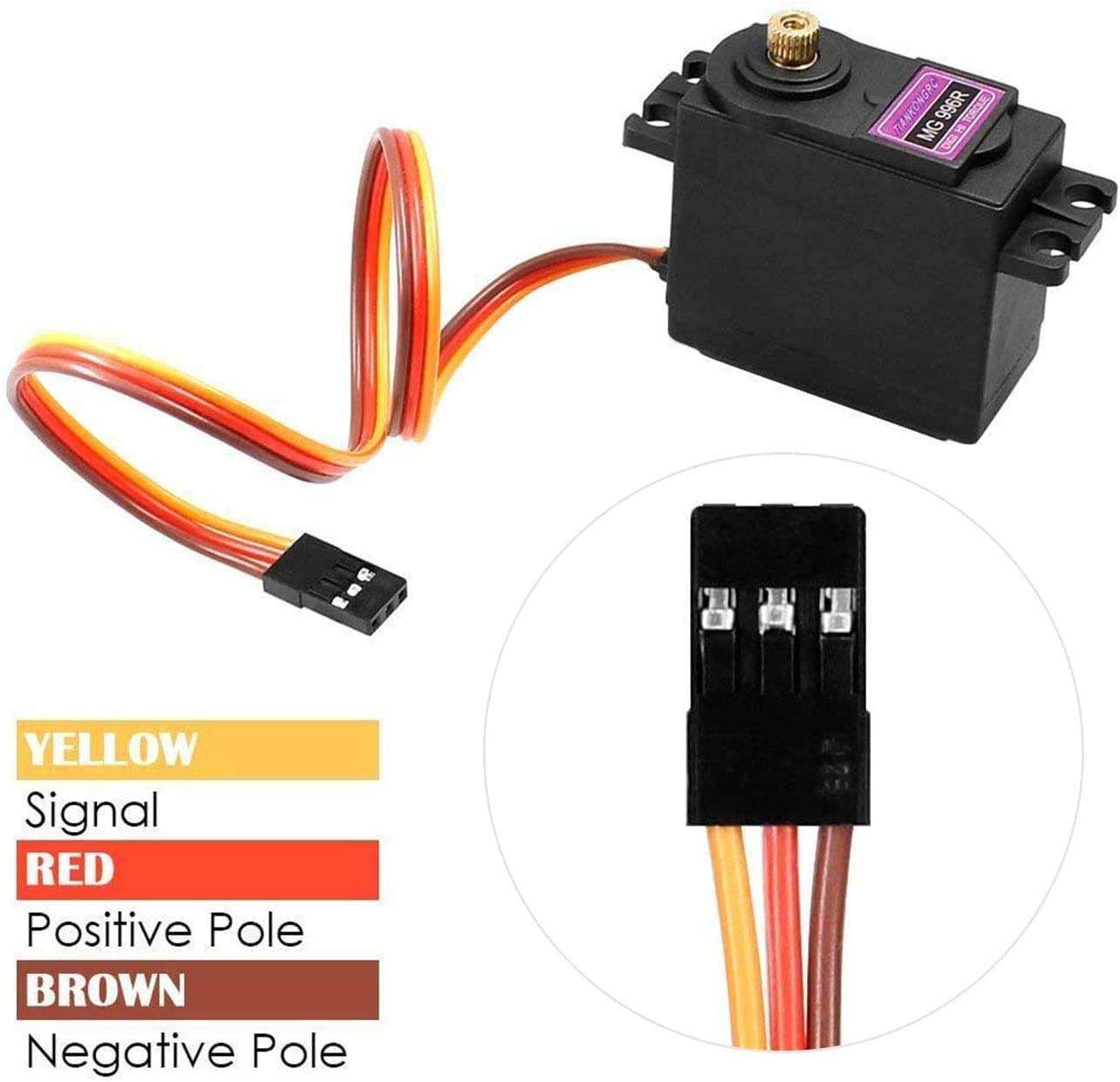 ETMall 6PCS MG996R Servo Motor Metal Gear Servo Motor Torque Digital Servo Motor High Speed Torque Servo Motor for Smart Car Robot Boat RC Helicopter Compatible Arduino Raspberry Pi Project 3