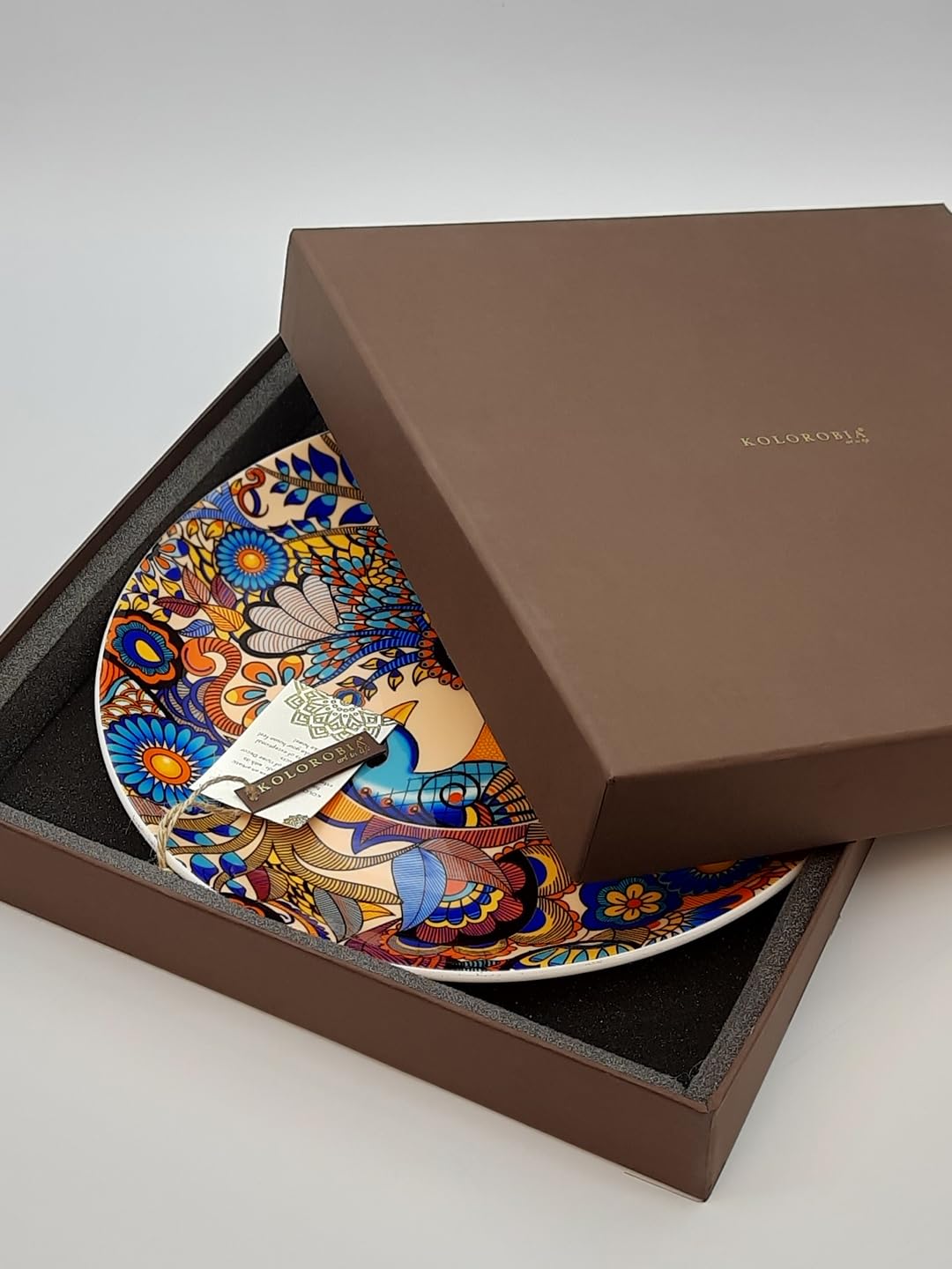 KOLOROBIA Decorative Wall Plate|Stand & Metal Hook| Peacock Admiration |Hanging Wall Plate| 7inch |Gift Box Packaging |Ceramic Wall Plate for Wall Décor I Home Décor I Living Room I Office 5