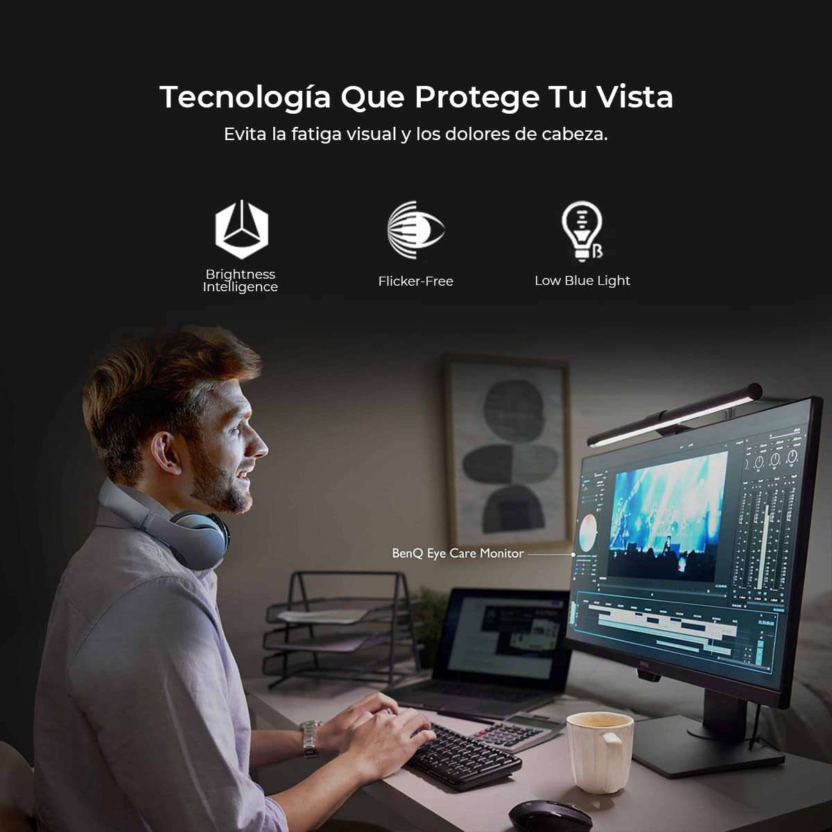 BenQ GW2480L 23.8 inch FHD 1080p Eye-Care, IPS LED Monitor, 1920x1080 Pixels, Cable Management, HDMI, Eyesafe,Low Blue Light Plus, Ultra Slim Bezel, Brightness Intelligence tech, 2