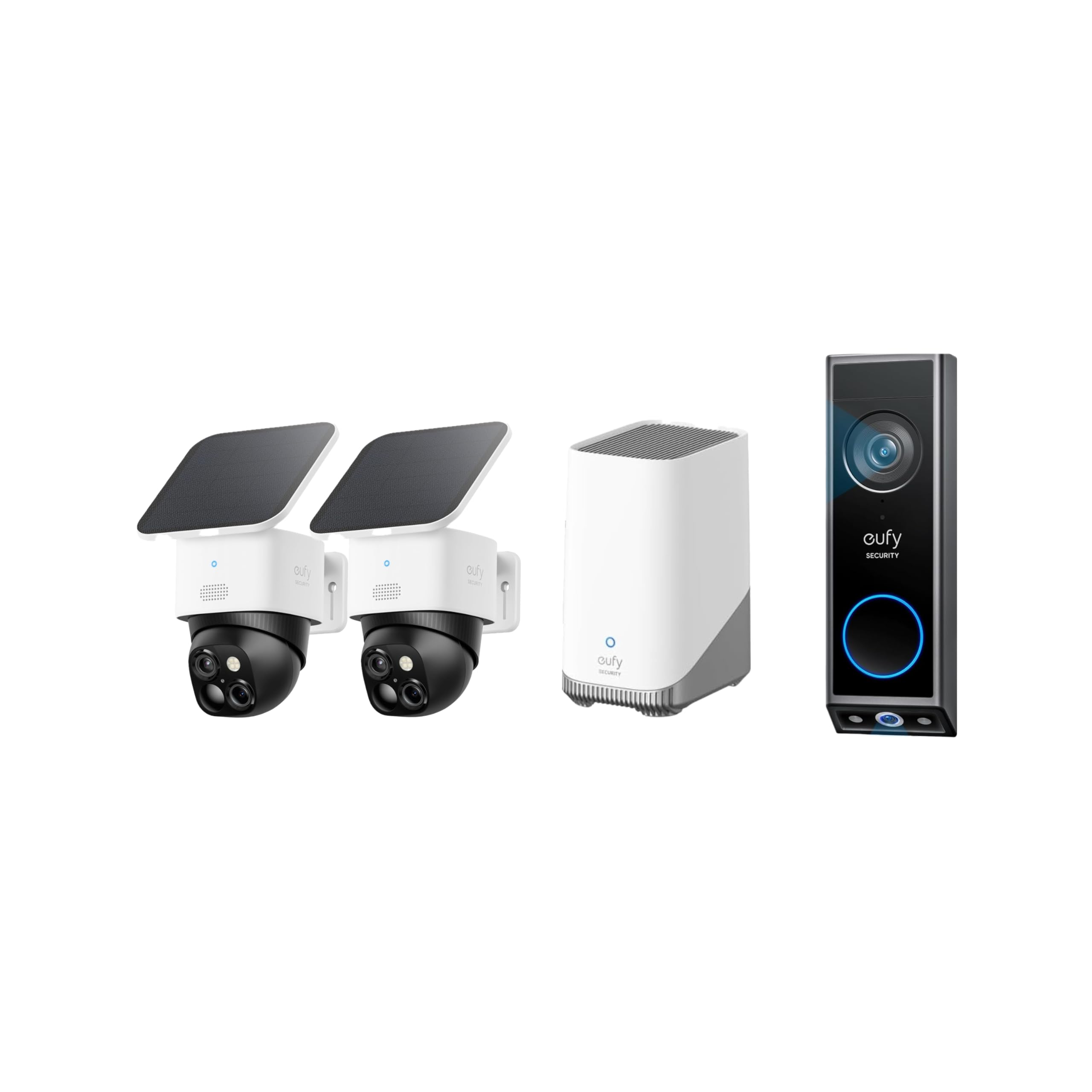 eufy Security SoloCam S340 2-Cam Kit (HomeBase S380) with Video Doorbell E340 (Battery Powered), Solar Security Camera, No Blind Spots, No Monthly Fee 1