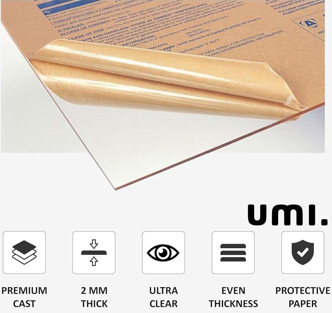 Umi. 2mm Clear Transparent Plexiglass Acrylic Sheet for DIy Crafts, Signs and Home Decor (A4 size (3pc)) 5