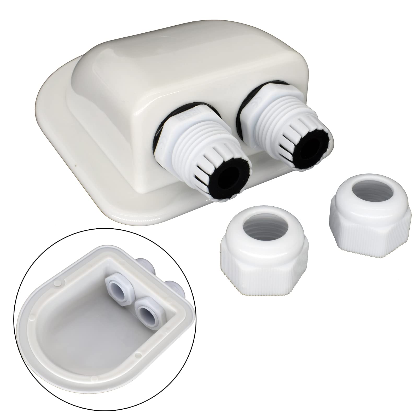 AUTOXBERT IP68 Weatherproof Solar Cable Entry Gland Solar Panel Wire Box RV Roof Top Junction Box Solar Double Cable Through Entry Housing for RV Marine Boat Caravan Campervan Travel Camper Van 4