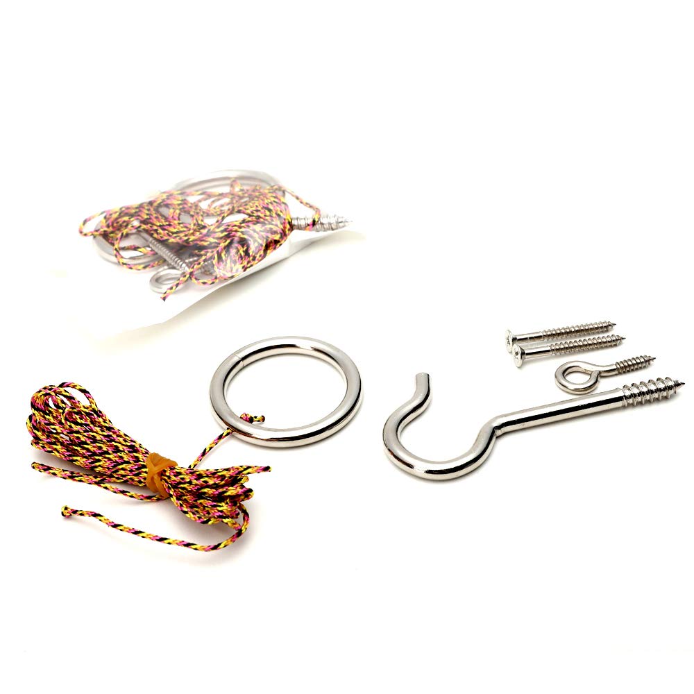 IParts Hook and Ring Swing DIY Kit Heavy-Duty Hardware and String Ring Toss Game, Set of 2 4