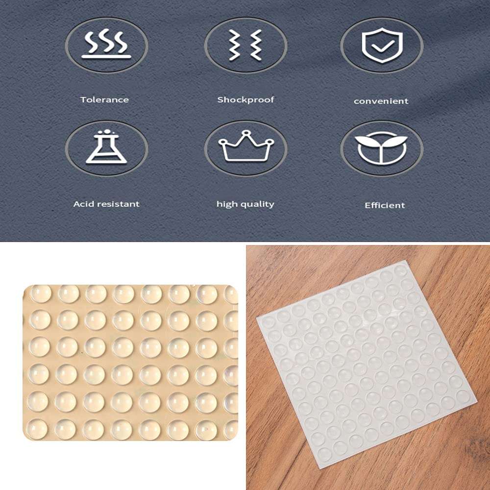 100 PCS Round Clear Adhesive Bumpers Combo, Cabinet Door Rubber Bumpers, Self Adhesive, Sound Dampening, for Drawers, Table Tops, Cupboard, Picture Frames, Glassware and Furniture 6