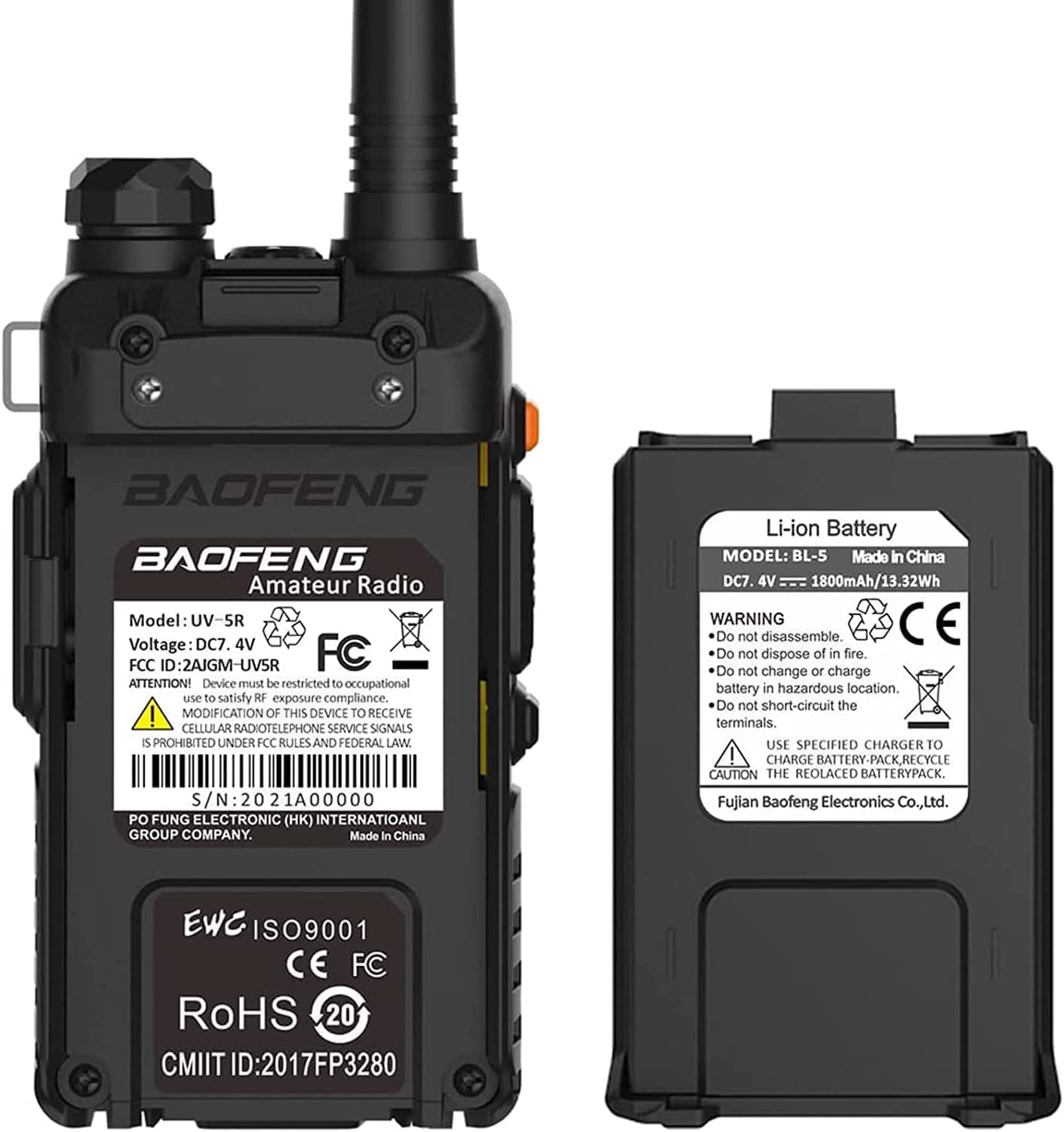 BAOFENG UV-5R Radios Walkie Talkies Long Range Ham Radio Handheld Hunting Camping(2 Pack) 6