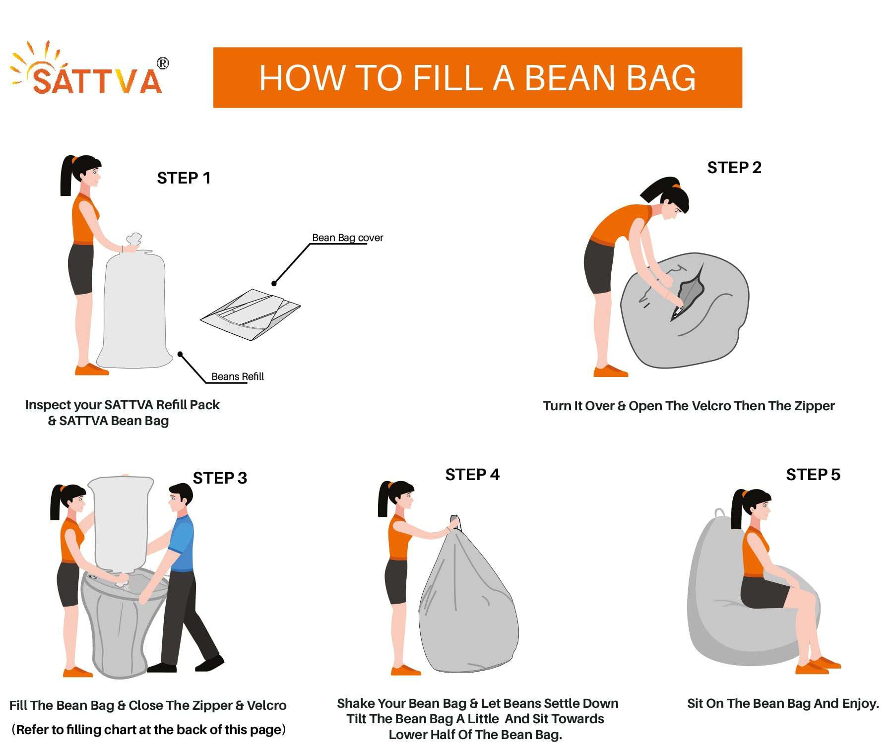 Sattva Classic Bean Bag Cover Without Beans XL Size - Yellow Neon Green Royal Blue 5