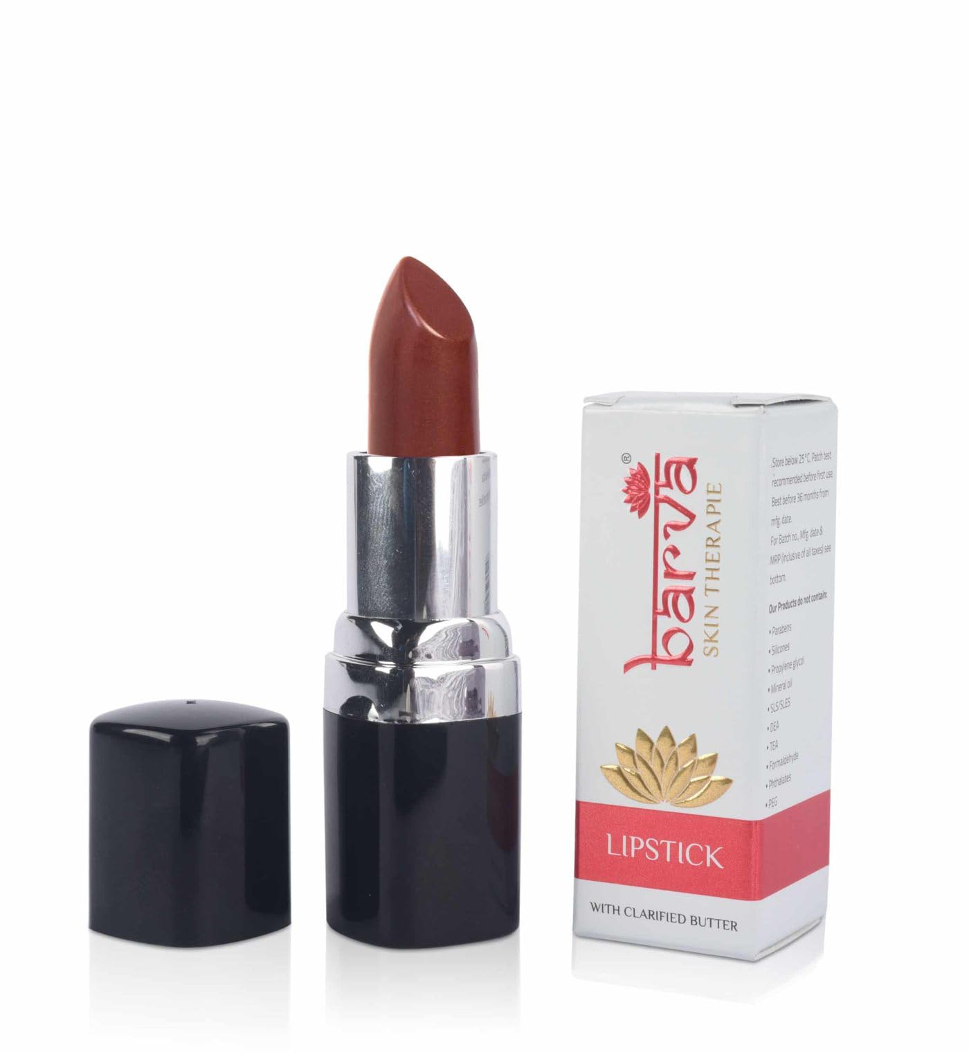 Barva Natural & Moisturising Lipsticks Made Using Pure Ghee, Kokum Butter And Mineral Colours, 4.3g (Burgundy 206) 4