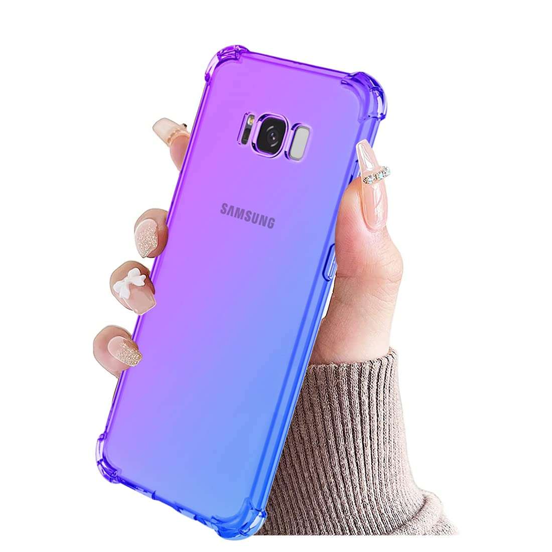KOARWVC Case for Galaxy S8 Plus Case, Samsung S8+ SM-G955U Case, Crystal Clear Case Gradient Slim Anti Scratch TPU Shockproof Protective Phone Cases Cover for Samsung Galaxy S8 Plus (Purple/Blue) 6