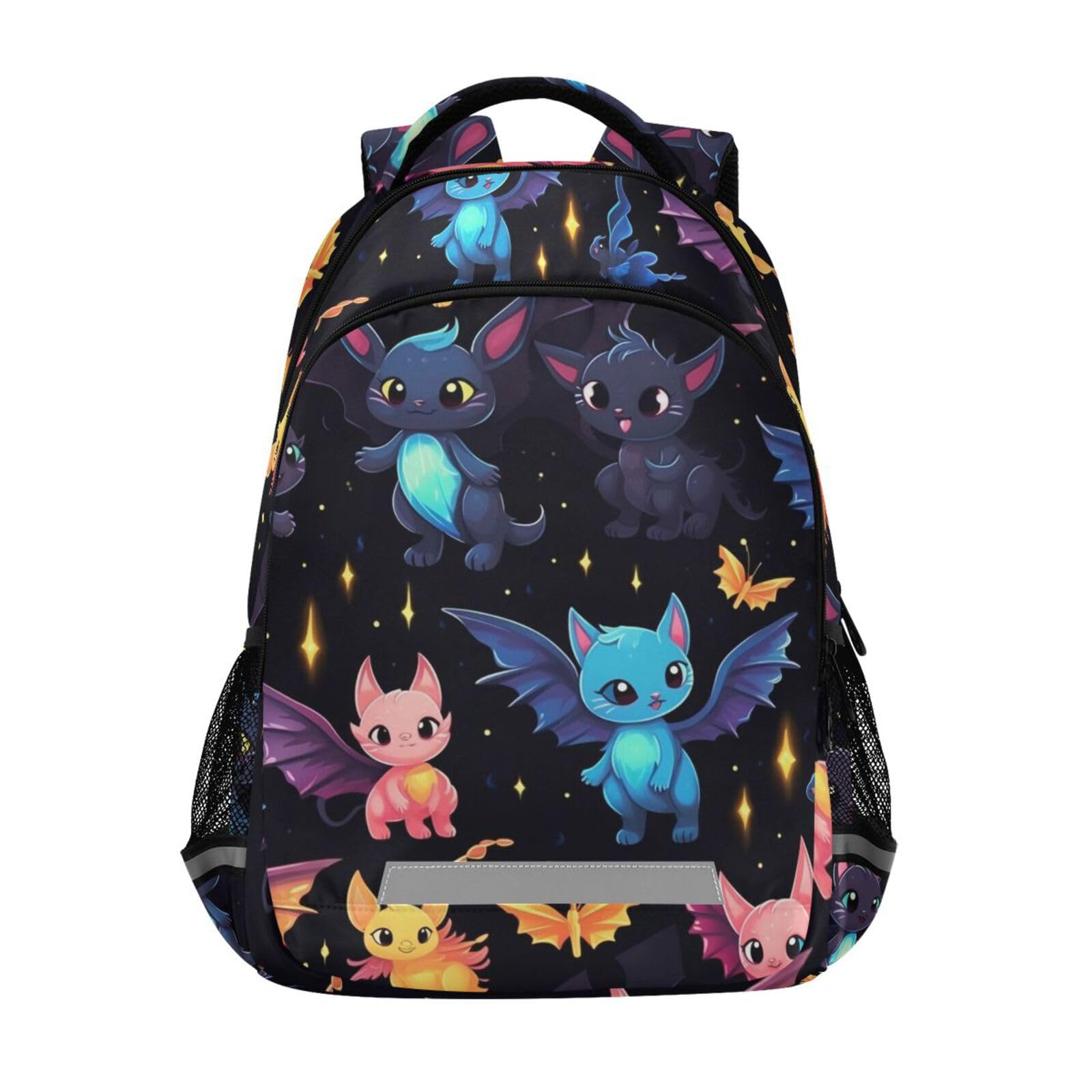 Cat Backpack for Students Boys Girls Blue Pink Cat Bat School Bag Travel Daypack Rucksack 1