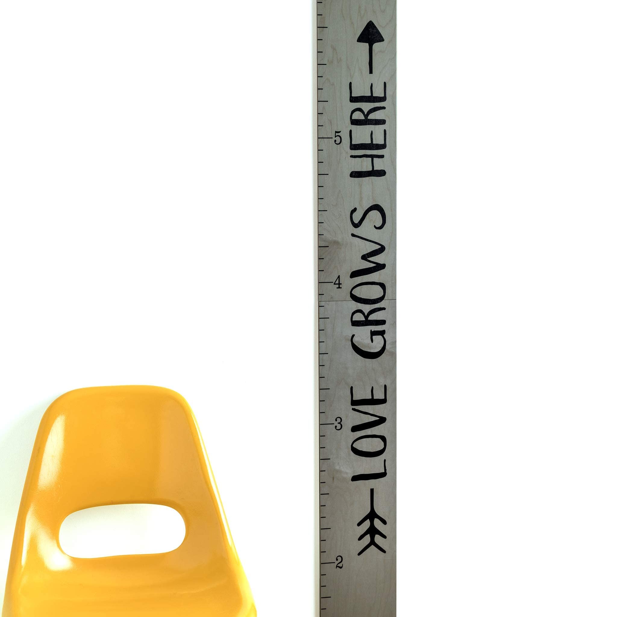 Growth Chart Art | Giant Ruler Wooden Height Chart | Wood Growth Chart for Babies, Kids, Boys & Girls | Love Grows Here (Gray Tribal) 5