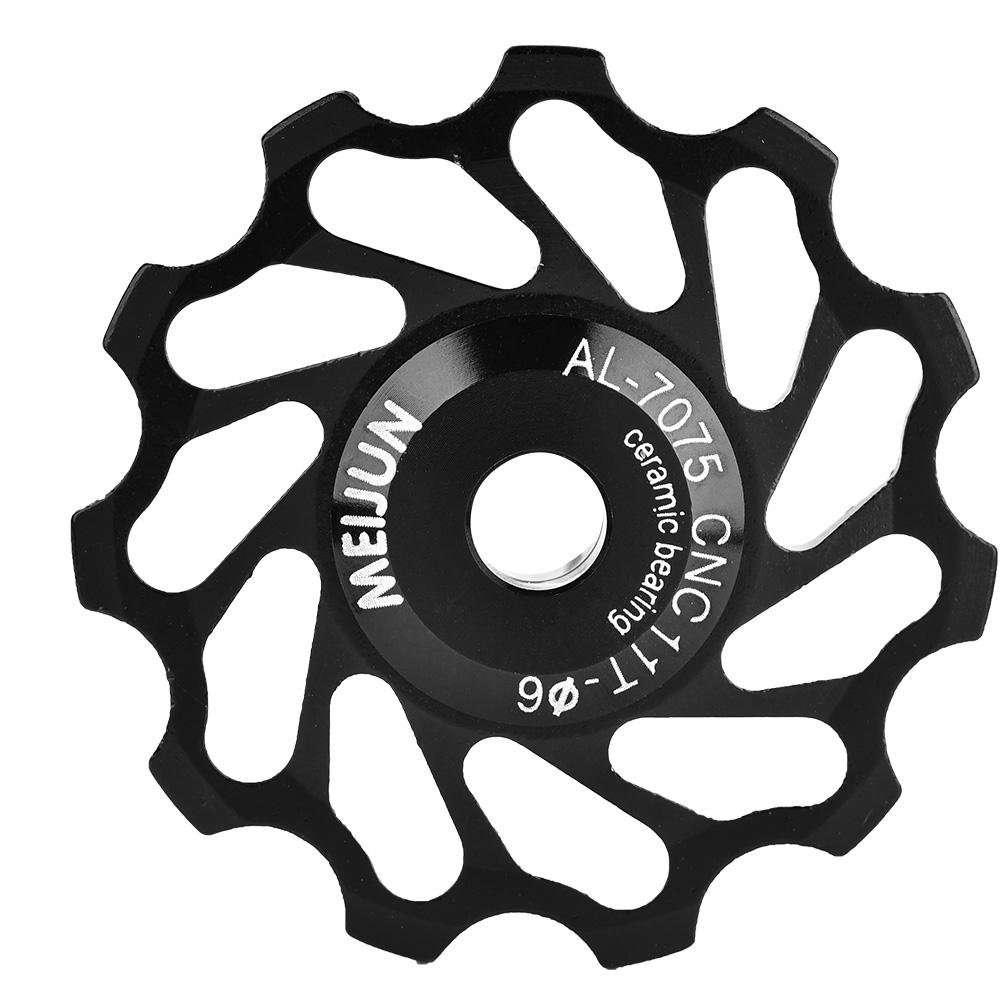Rear Derailleur Pulley, 1 Pair Quality Ceramic Bearing Wheel Pulley Road Bike Rear Derailleur Roller with Installation Hole Adapter Tubes (11T-Black) 3