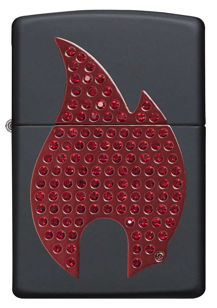 Zippo Red Flame Emblem Pocket Lighter, Black Matte 2