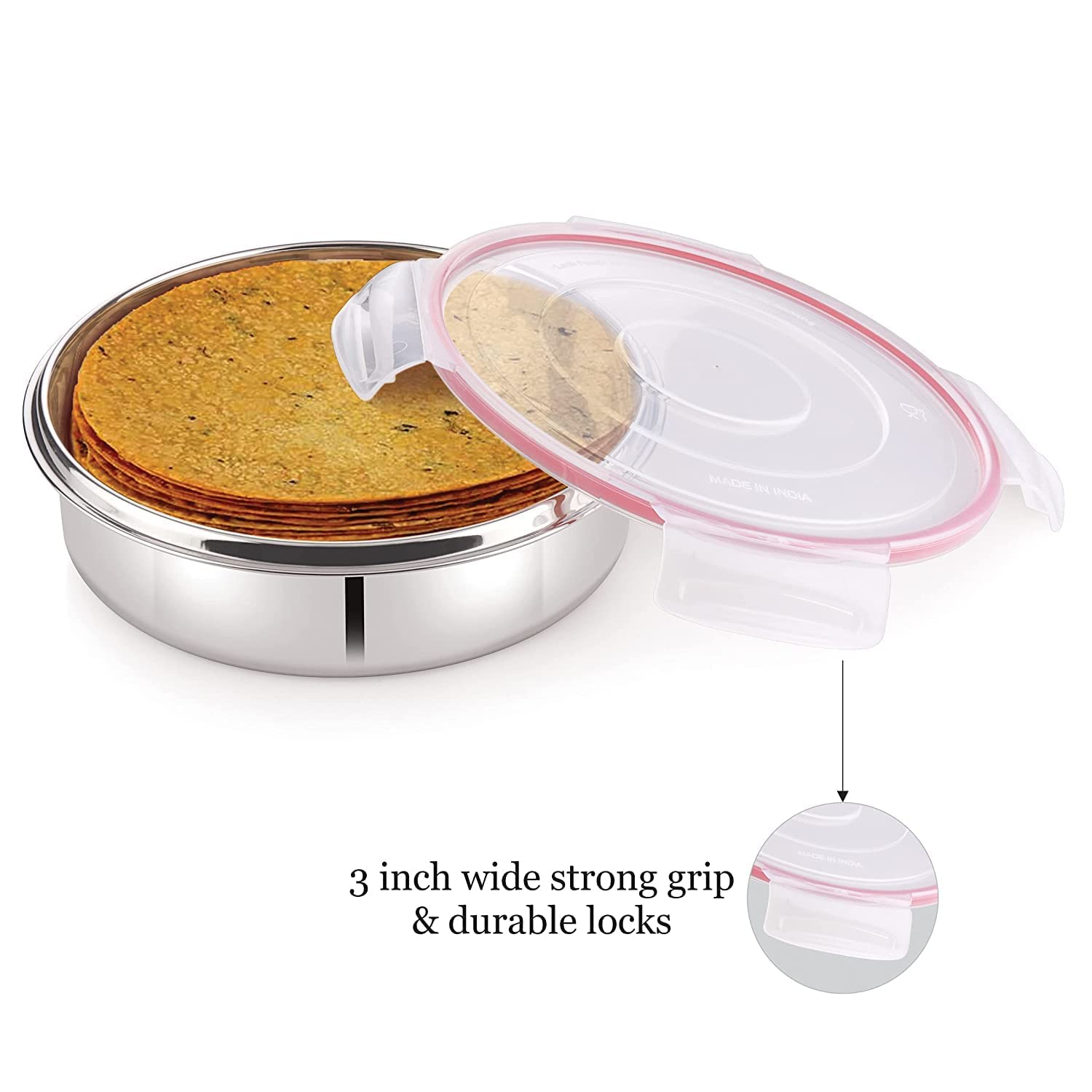 SNNP Click and Seal container airtight lid with Stainless Steel body for Office and Home use (Capacity 125ml) 3