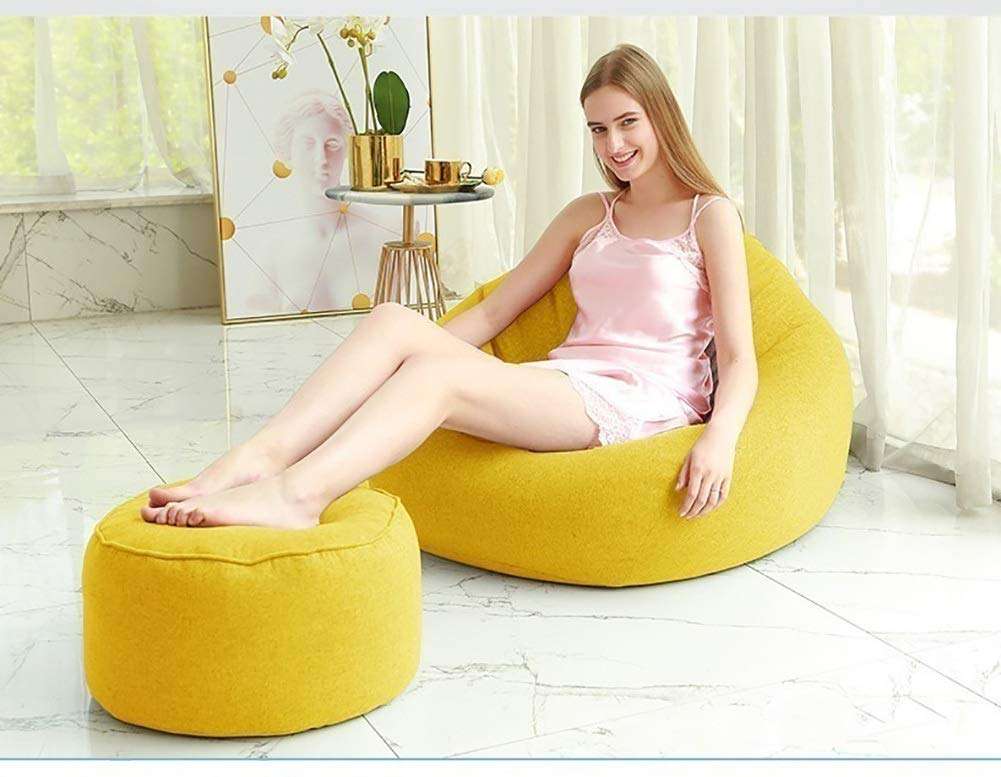 Mollismoons Lounger Bean Bag Sofa Bean Bag Leather Bean Bag Chair Bean Bag for Best Bean Bag Very Attractive and Best Faux Leather Bean Bag (XXXL, Yellow) 3