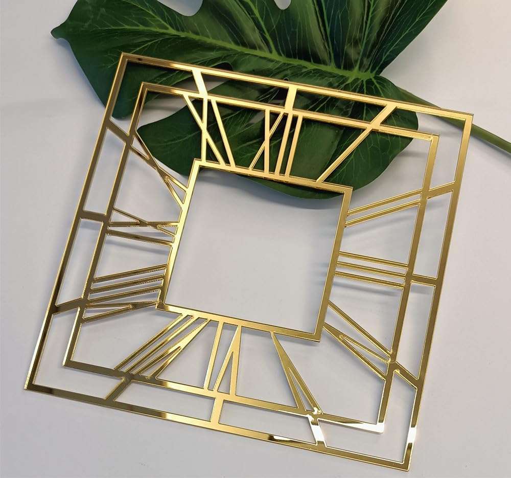 Yuxuanish Set of 2 Square Modern Mirror Clock Faces,Gold, Silver,Rose Gold Acrylic Mirror Panel for Clock Making and Resin Art Projects (Gold Mirror3MM, 30CM) 4
