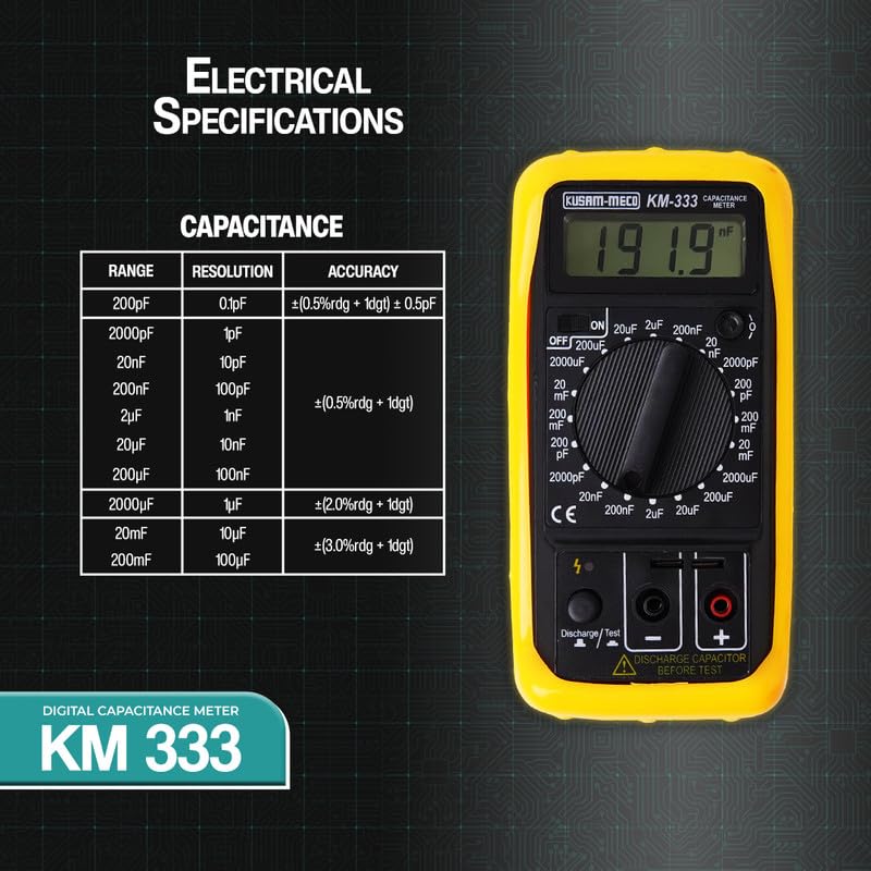 KUSAM-MECO 3½ DIGIT 1999 Counts Digital Capacitance Meter | Easy To Operate| 1 Year Warranty 4