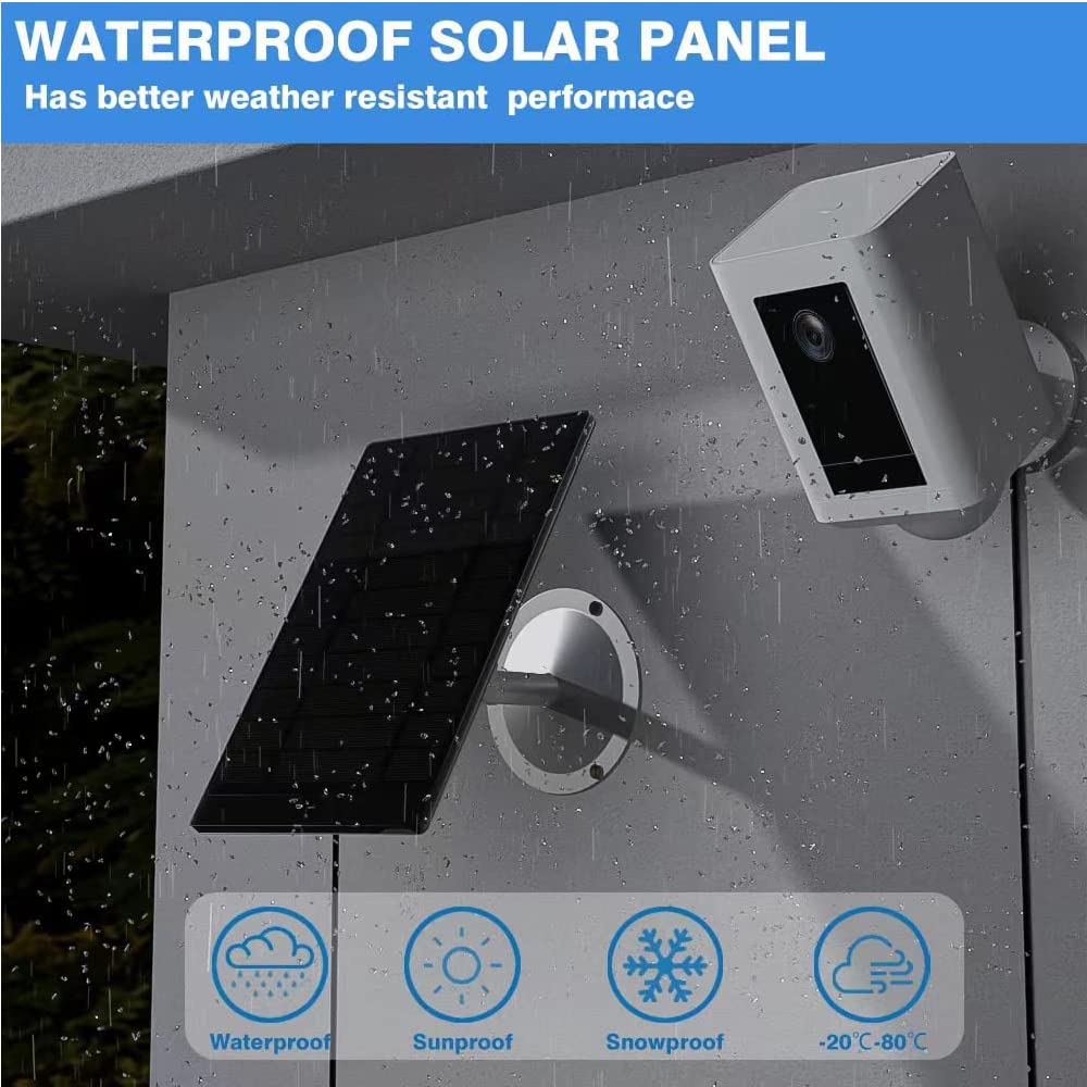 Solar Panel for Wireless Security Camera, Waterproof Solar Panel Compatible for Nest, Ring Stick Up Cam Battery and Ring Spotlight Cam Battery 5V 4.5W（ 2PCS） 6