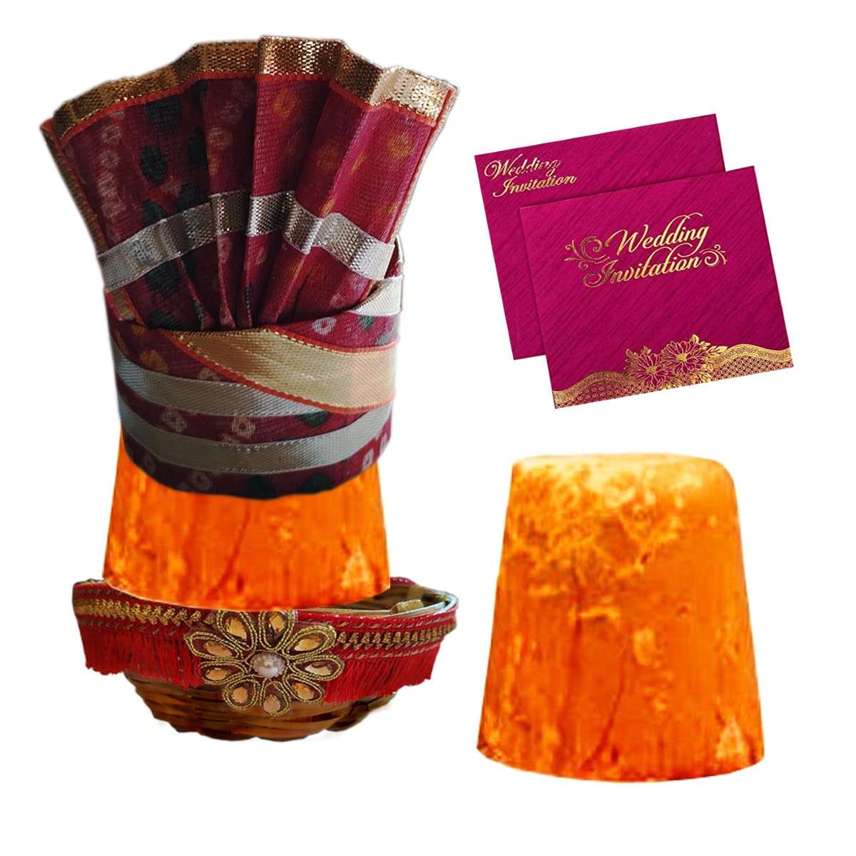 The Bath Stories Small Hand Made Pagdi (Turban) (Size – Length 7 Cms. Height 5 Cms) Only for Decorat Jaggery (Gud) | Laddu | Shaugun Given with Wedding Card Small Gifts for Wedding (Pack of 12) 4