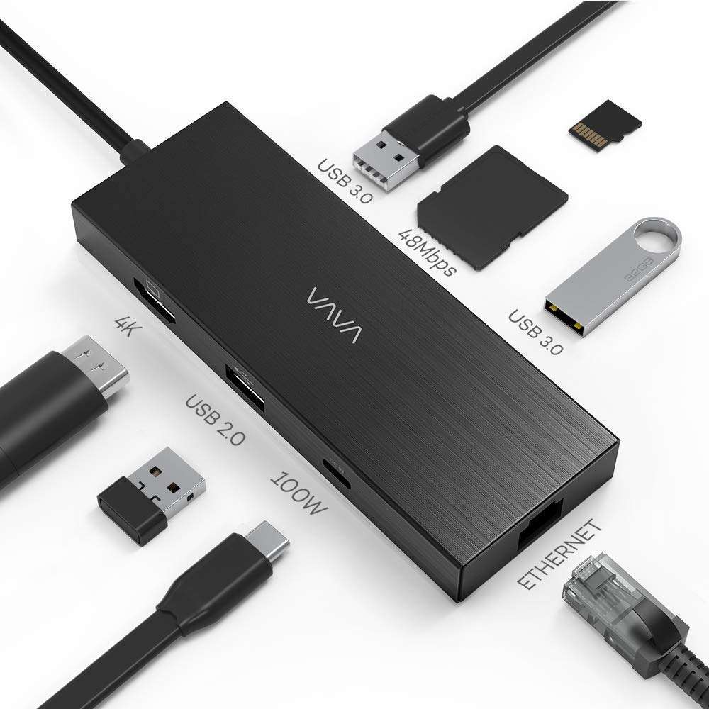 VAVA USB C Hub 8 in 1 USB C Adapter to 4K HDMI, 1Gbps RJ45 Ethernet Port, USB 3.0, SD/TF Card Reader, 100W PD Charging Port for MacBook Pro Air and Type C Windows Laptops 2