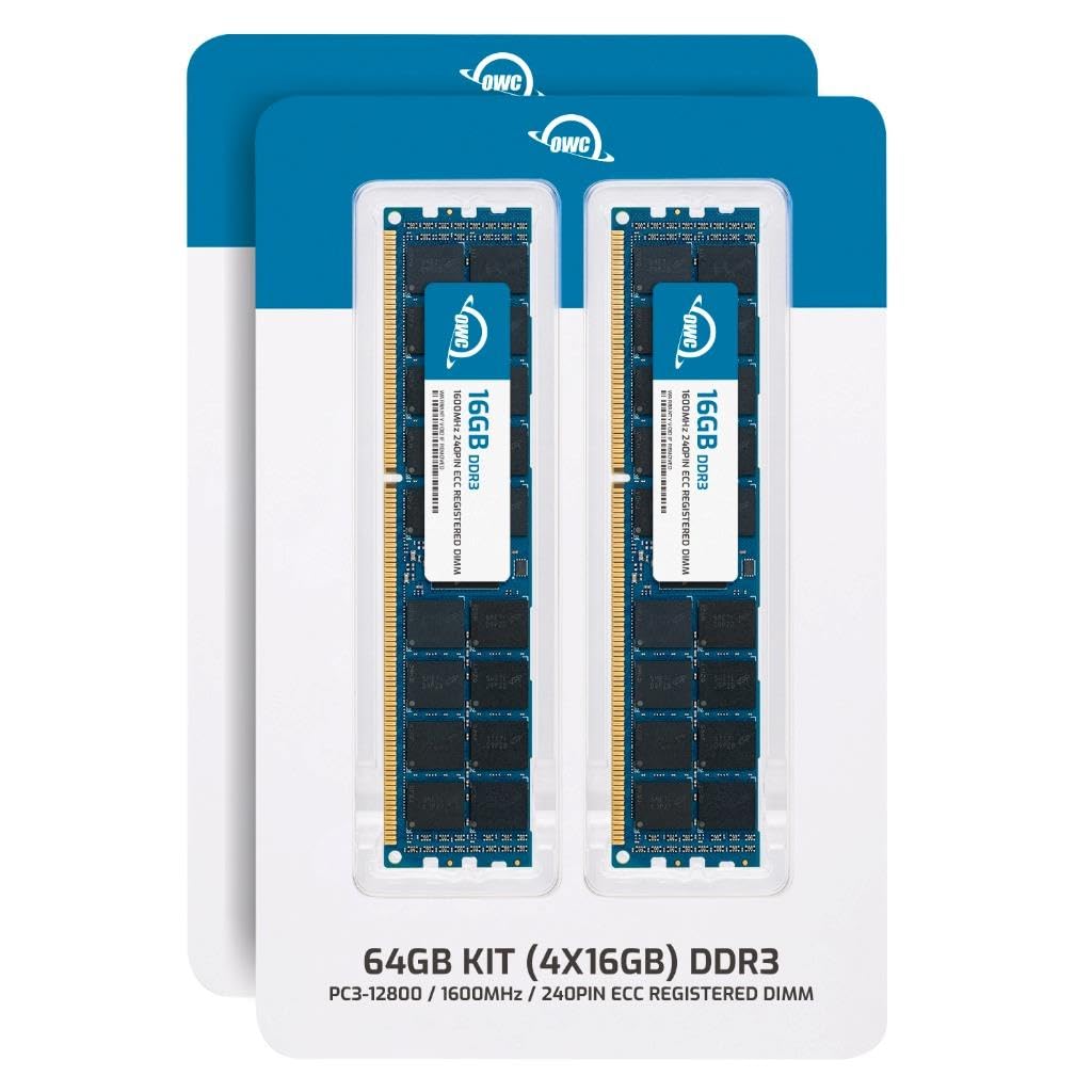 OWC 64GB (4x16GB) DDR3L 1600 PC3L-12800 CL11 2Rx4 240-pin 1.35V ECC Registered RDIMM Memory RAM Module Upgrade Kit Compatible with Supermicro Motherboard Series X9DBU X9DR3 X9DR7 X9DRD X9DRE 2