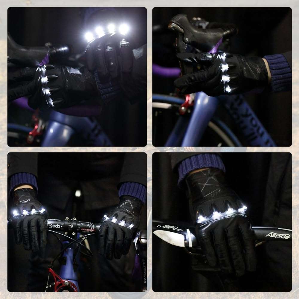 Anti-Slip Full Finger LED Flashlight Gloves for Walking/Cycling/Running/Fishing/Out Door Activities Day or Night/Christmas Stocking Stuffers for Men. (1-Pair) (Large) 5