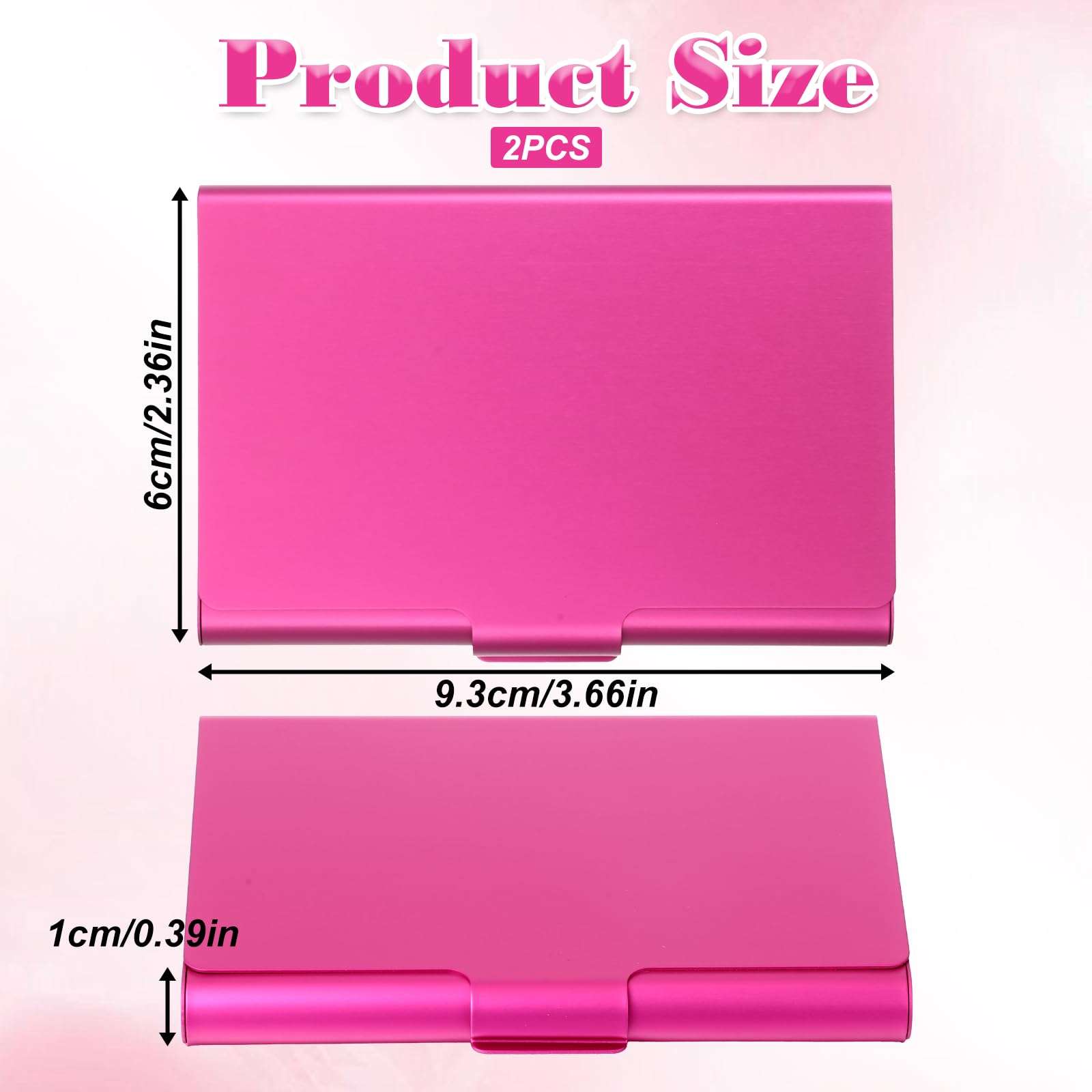2 Pack Business Card Holder Case, Aluminum Alloy Metal Business Card Case, Slim Flip Cover Professional Name Credit Cards Holder Purse Wallet Pocket Accessory​ for Men and Women (Pink Rose Red) 5