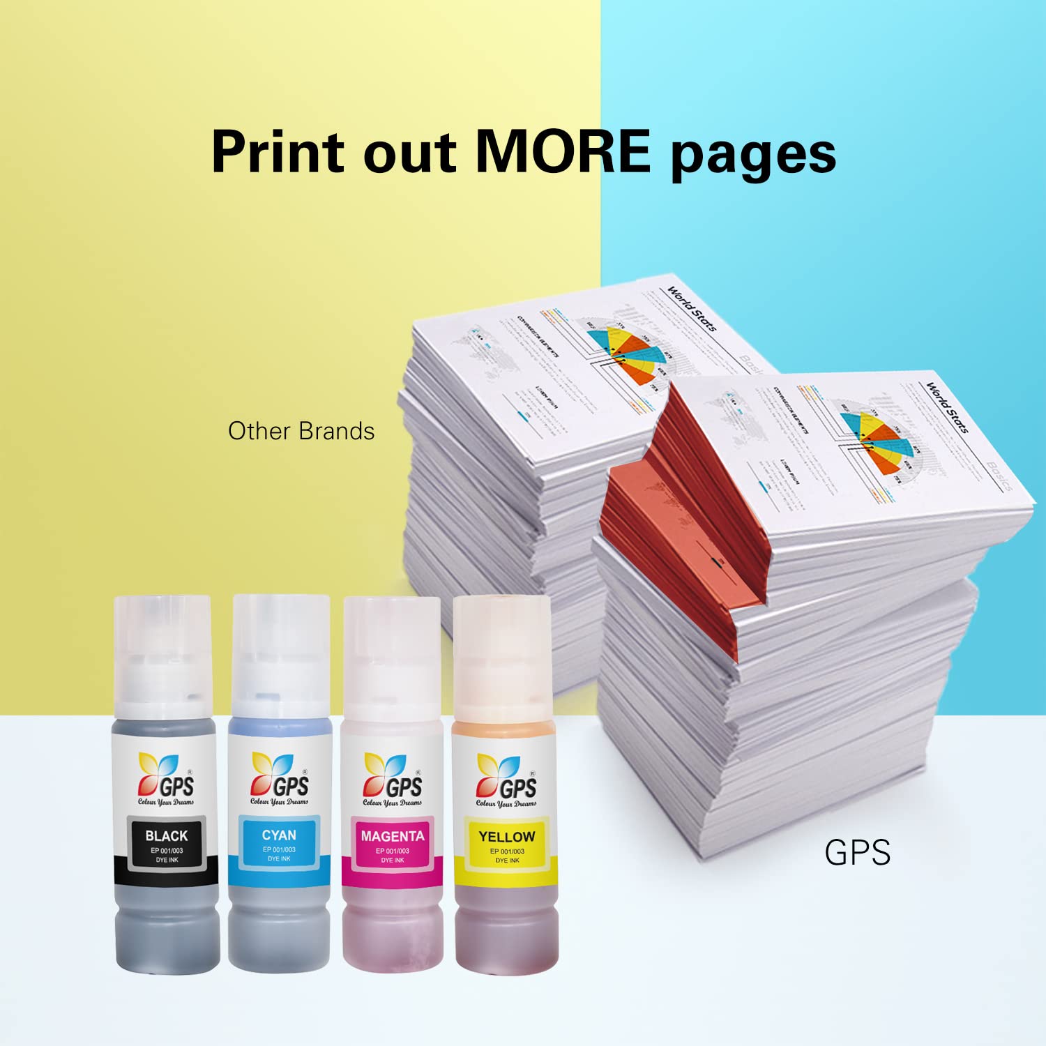 GPS Colour Your Dreams 001 Compatible Ink for Epson Printers 001 Ink Replacement for Vibrant Prints 3