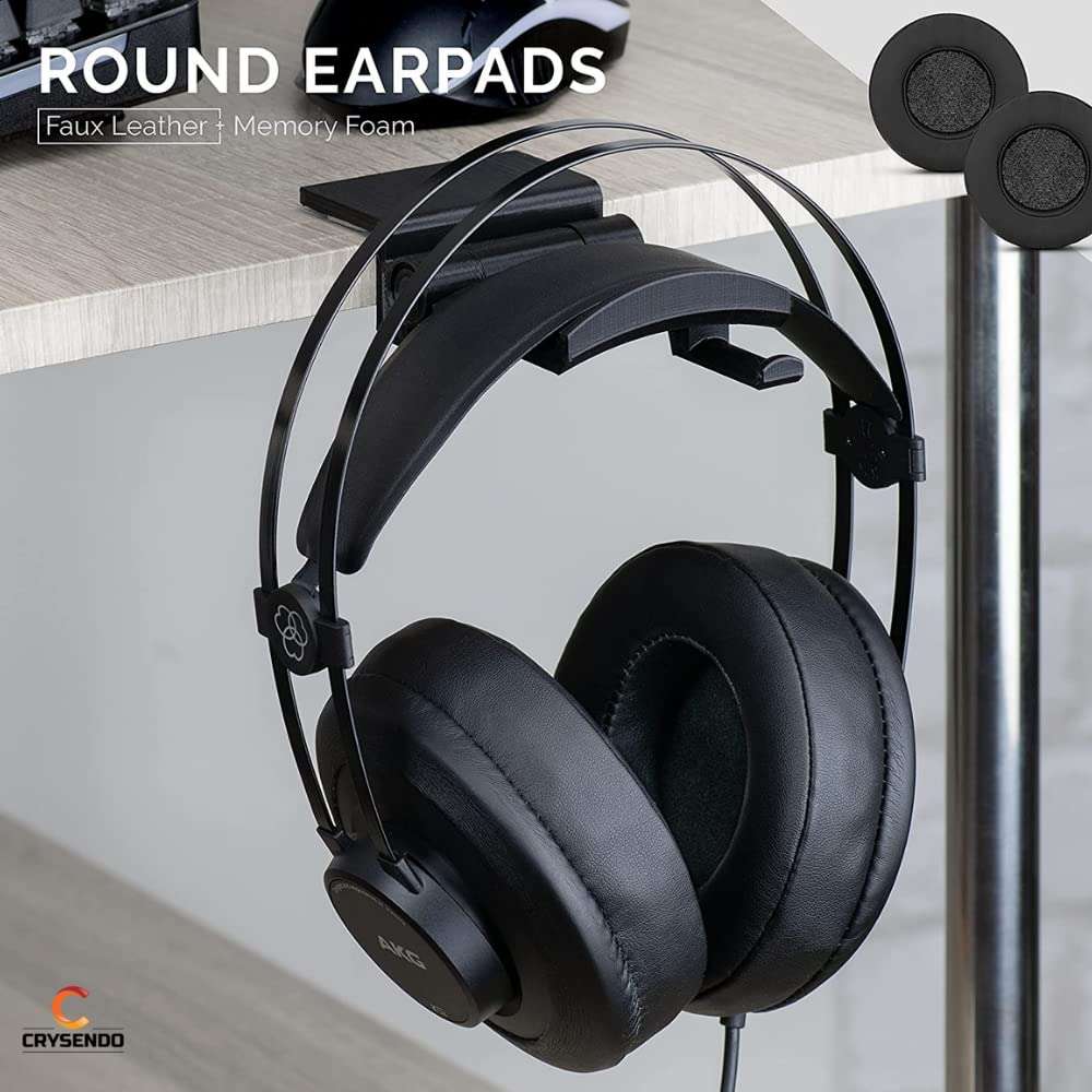 Crysendo 100mm Headphone Cushions Round Replacement Memory Foam + Protein Leather Headphone Ear Cushion | Suitable for Many Other Large Over The Ear Headphones (Black) 6