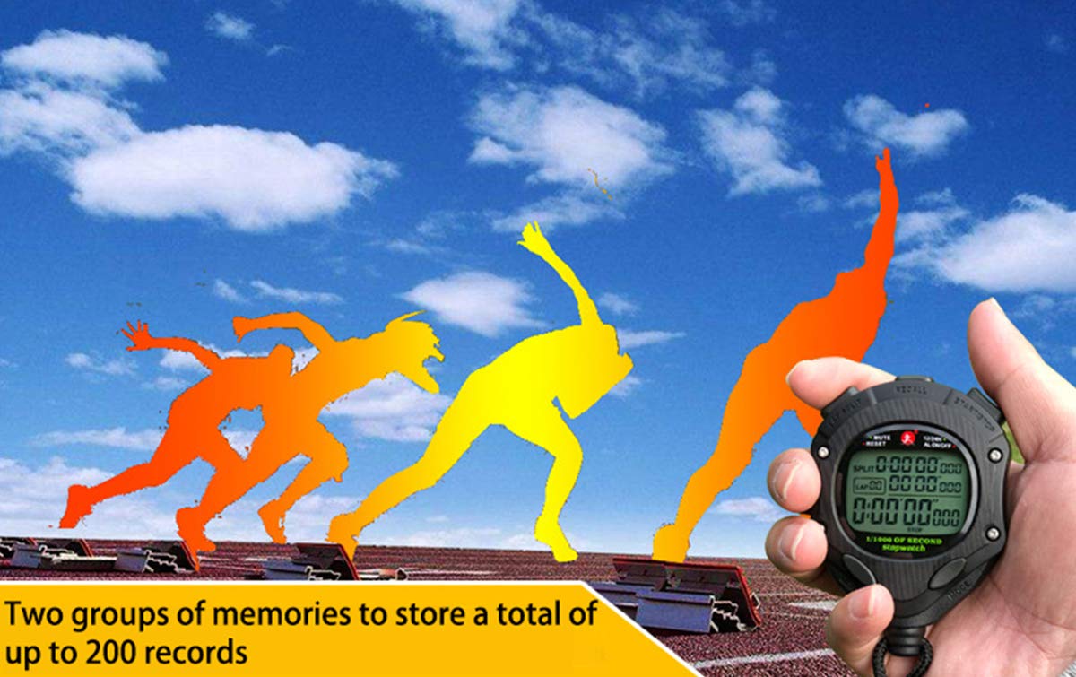 Digital Stopwatch Timer with Back Light Stop Watch 0.001second Timing|100 Lap Memory,Large dispaly Alarm Clock for Coach Sports Swimming Running Marathon Competition(100LAP(Back Light)) 6