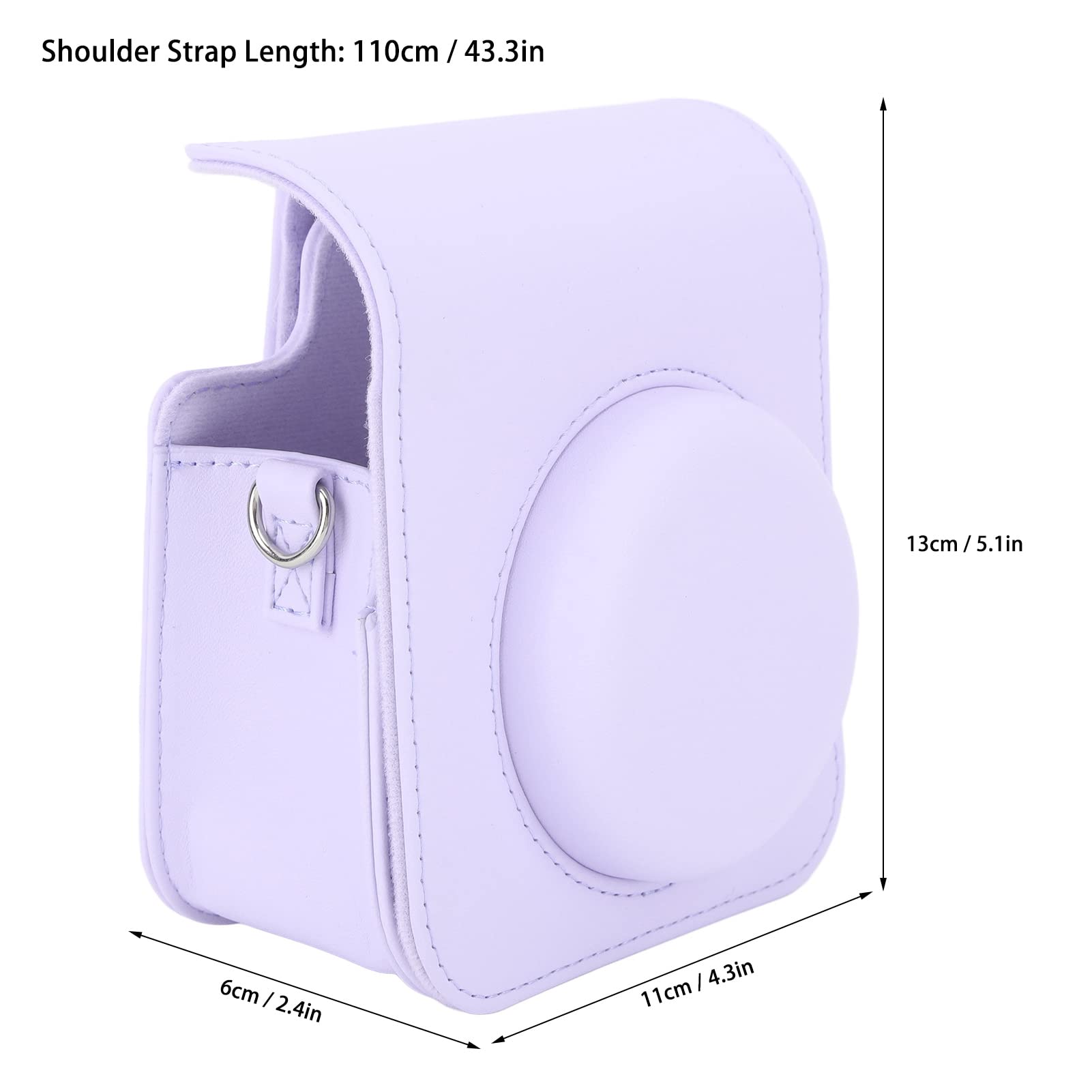 banapoy Instant Camera Case, Instax Mini 12 Camera Protective Case Bag With Adjustable Shoulder Strap, Portable PU Leather Camera Carrying Bag for Instax Mini 12 Camera (Iris Purple) 5