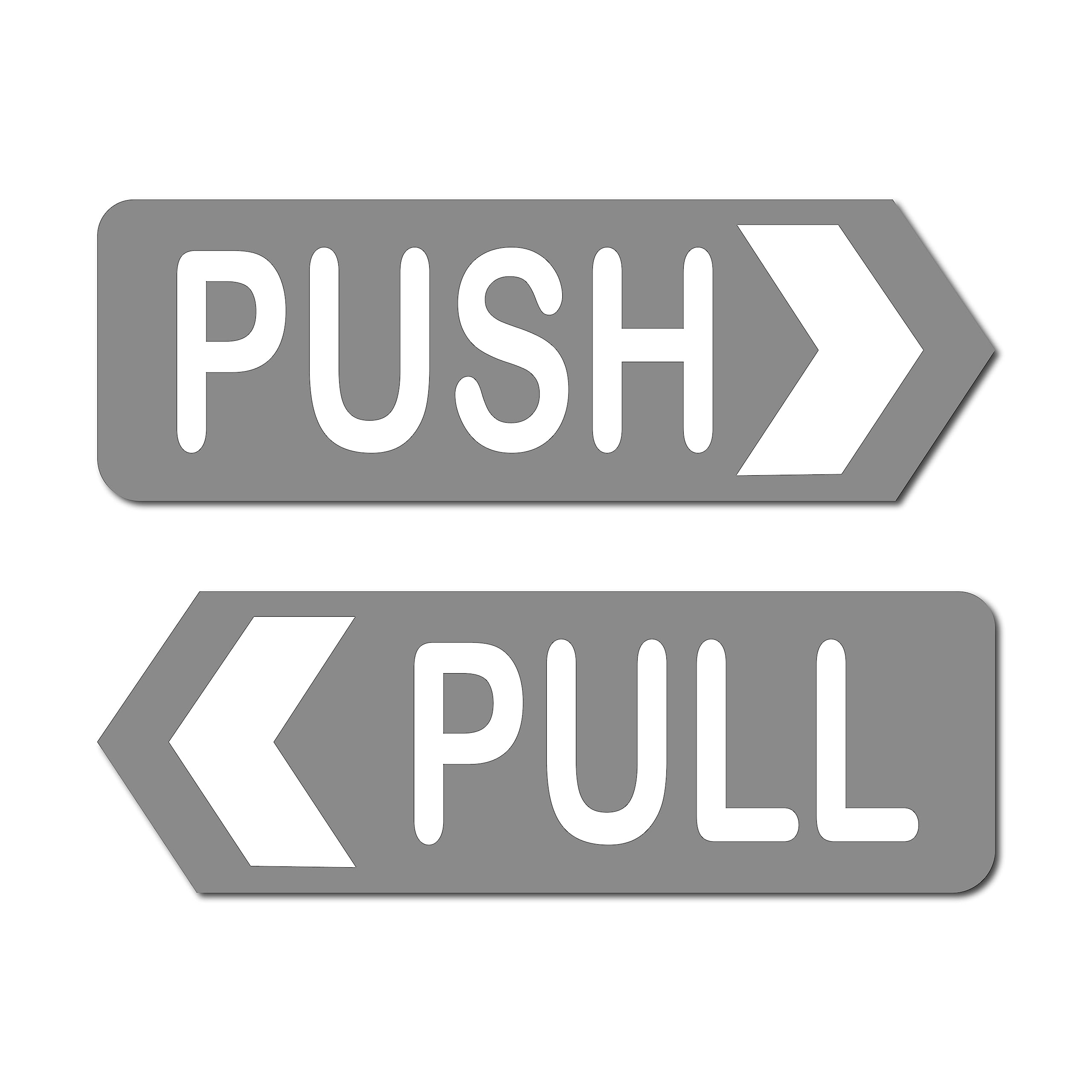 SIGN EVER Push Pull Arrow Sign Boards For Door Office Gym School Wall Grey And White Signage L x H 12 x 5 Cms (Pack Of 2) 1
