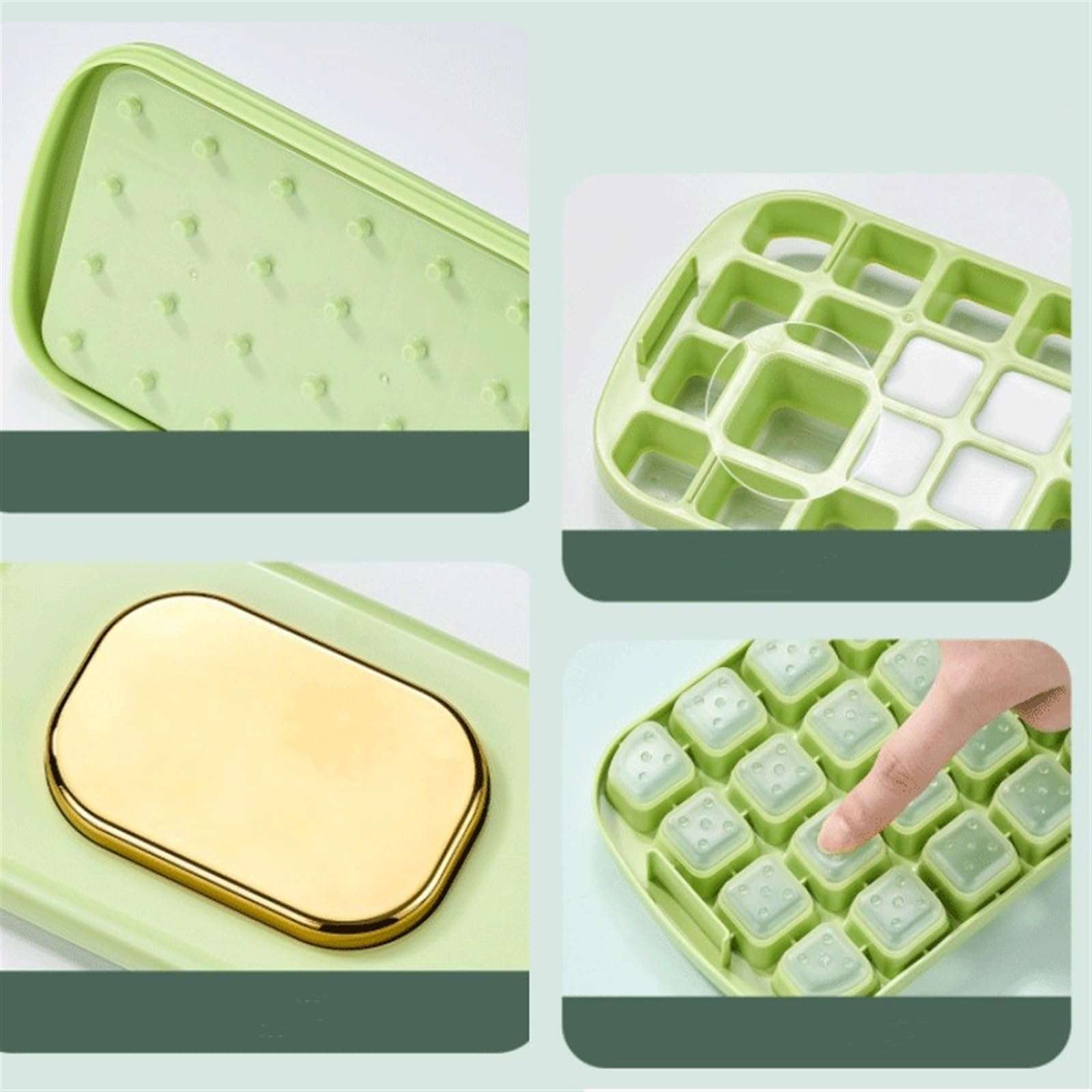 MOOWI Ice Bucket Ice Bucket Press Type ice Cube Maker Ice Box Tray Silicone Kitchen Gadget Ice Ball Mold Beer Coffee Quick Freeze Keeps Ice Cold & Dry (Color : 2) 4