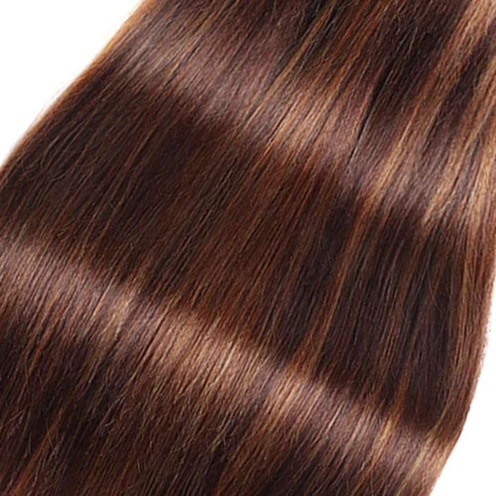 Freiuoke Brown Bundle Color 30 Bundles Human Hair Extensions Brazilian Virgin Hair 3 Bundles 26 28 30 Inch P4/30 Straight Human Hair Weave 6