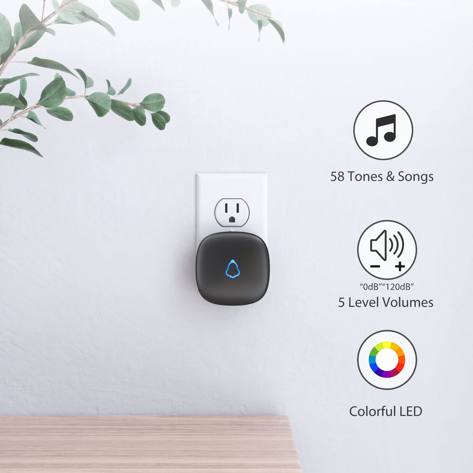 Door Chime, METAK Wireless Door Open Contact Sensor Alarm with 500 FT Range, 58 Chimes and 5 Volume Levels for Business/Store/Home/Office When Entering, 2 Transmitter + 1 Plug-in Receiver 5